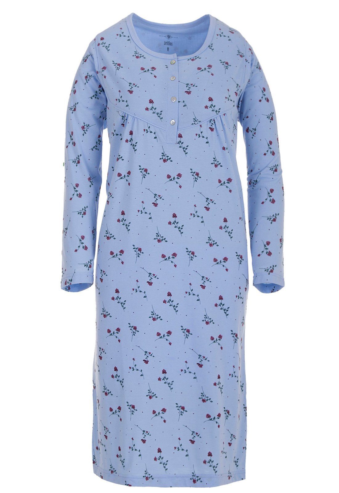 zeitlos Nachthemd zeitlos Nachthemd Damen Langarm Rose Schlafshirt Knöpfe