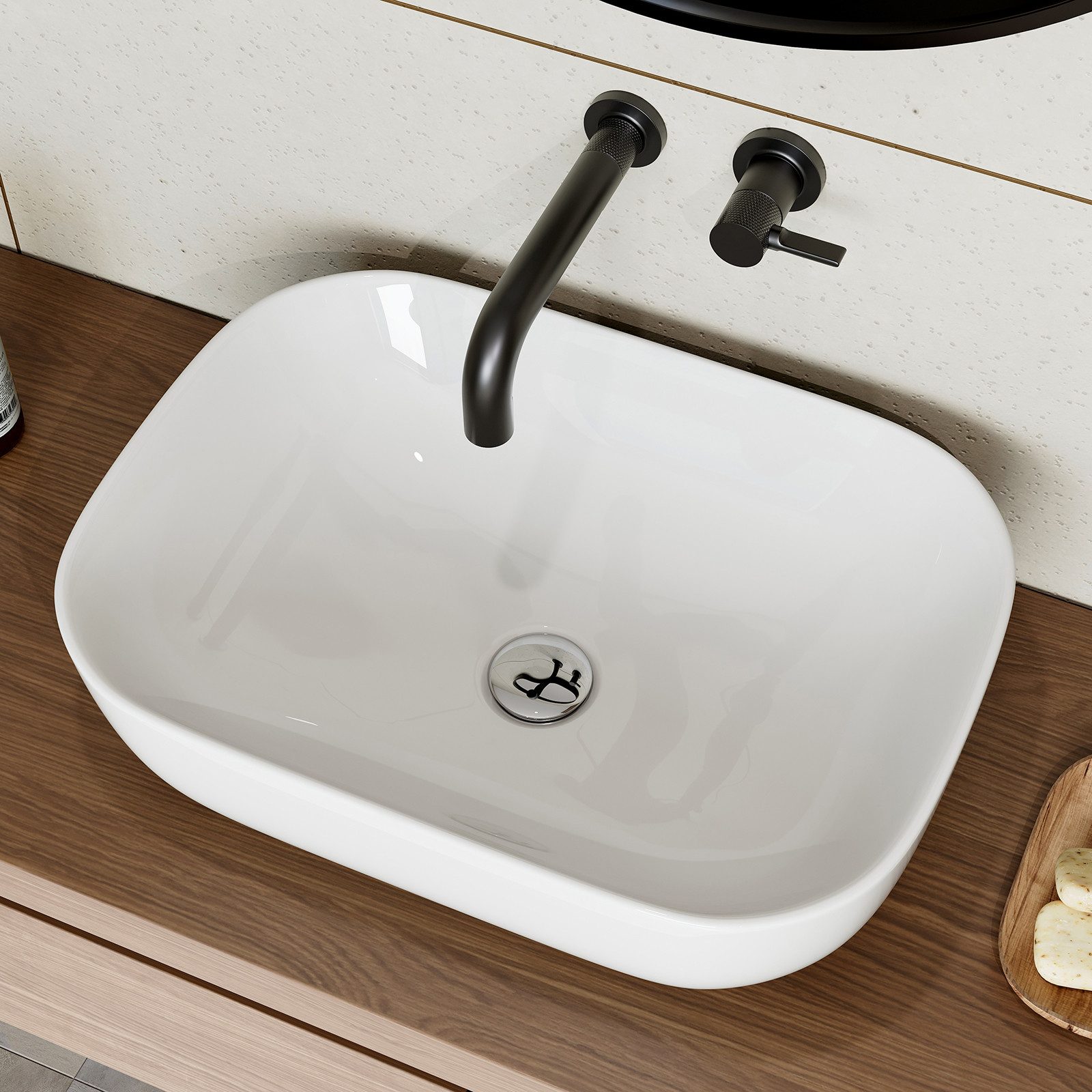 HOROW Aufsatzwaschbecken Waschbecken Oval Weiß mit günstig online kaufen