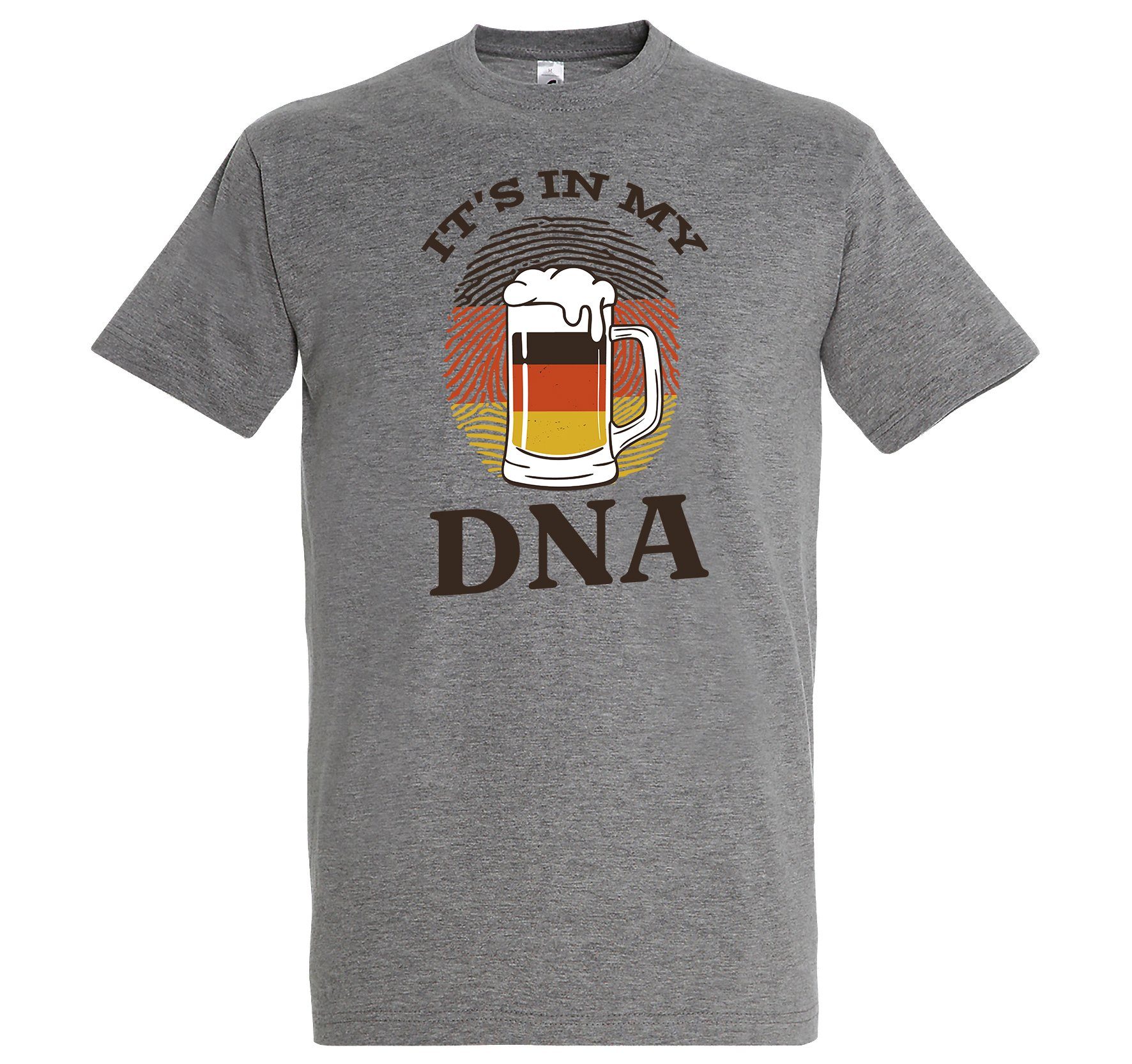 Youth Designz T-Shirt It´s In My DNA Herren Shirt mit lustigem Bier Frontprint Grau