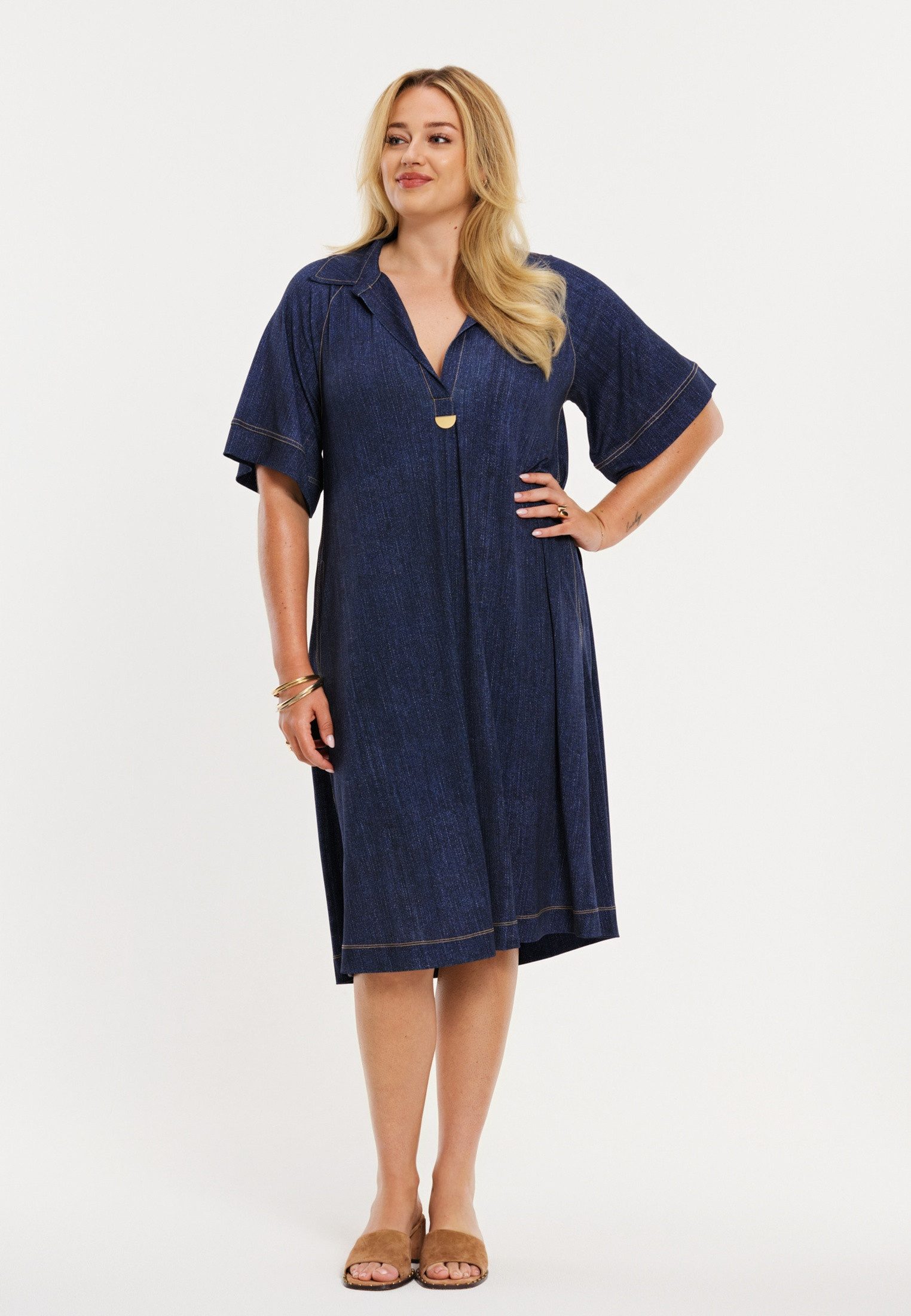 YOEK A-Linien-Kleid Damen Kleid Flare Fit Bio-Baumwolle günstig online kaufen