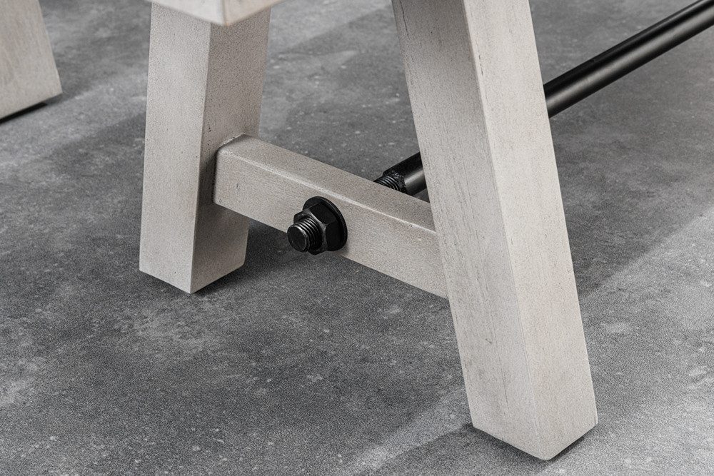 riess-ambiente Sitzbank FINCA 200cm grau · Esszimmerbank aus recyceltem Massivholz & Eisen (Einzelartikel, 1-St), Bohlenoptik · Pinienholz · Holzbank · ohne Lehne · Industrial Design
