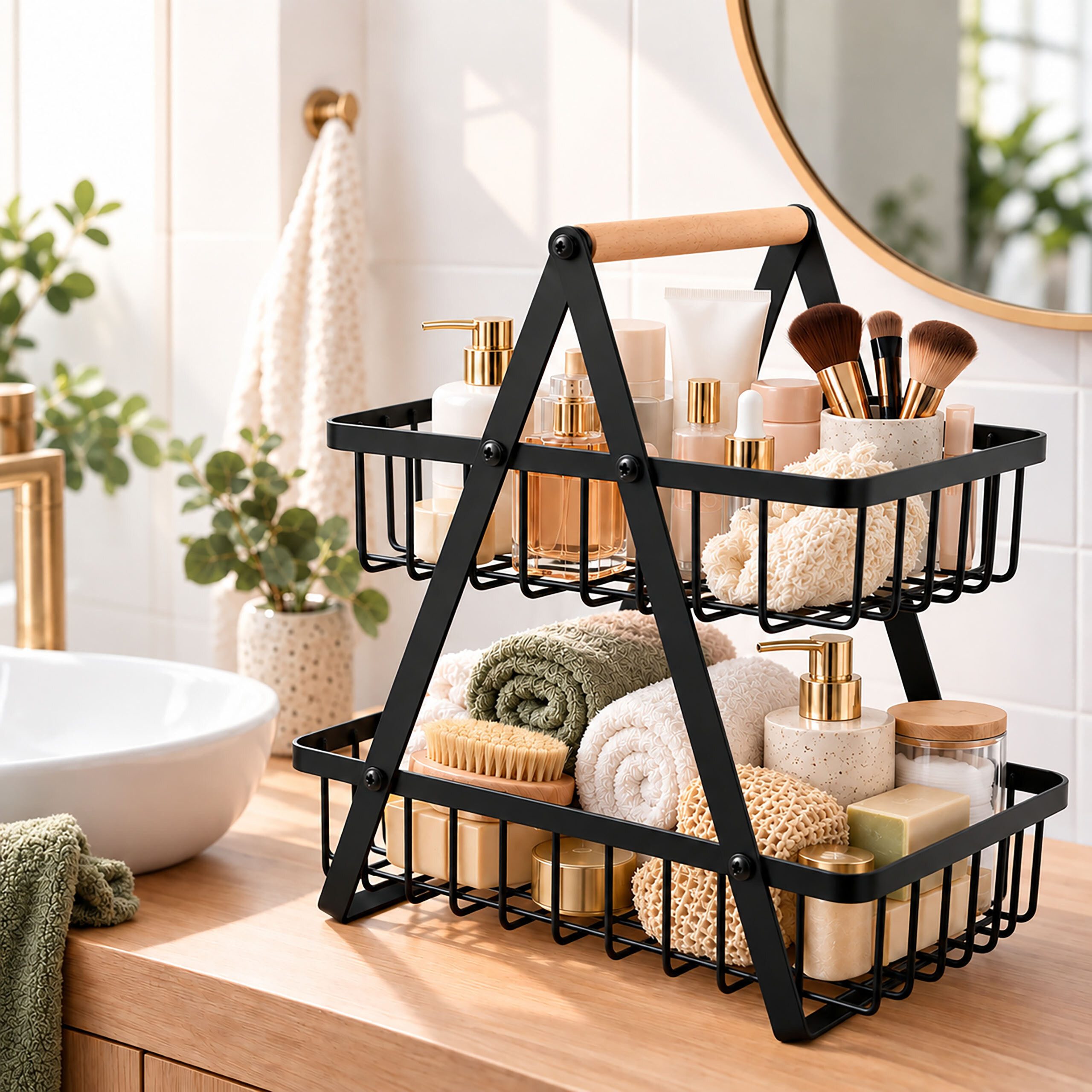 relaxdays Etagere Obst Etagere 2 Etagen, Eisen, (1-tlg), schwarz – Bild 3 von 5