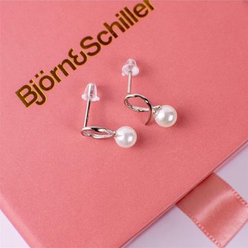 Björn&Schiller Ohrring-Set Ohrringe Damen aus 925-er Sterlingsilber inkl. Geschenkverpackung (modischer Ohrstecker, bestes Frauen Geschenk), Ohrstecker mit Perlen