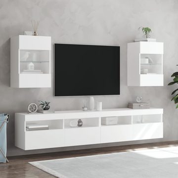 vidaXL TV-Schrank TV-Wandschränke mit LED-Leuchten 2 Stk Weiß 40x30x60,5 cm