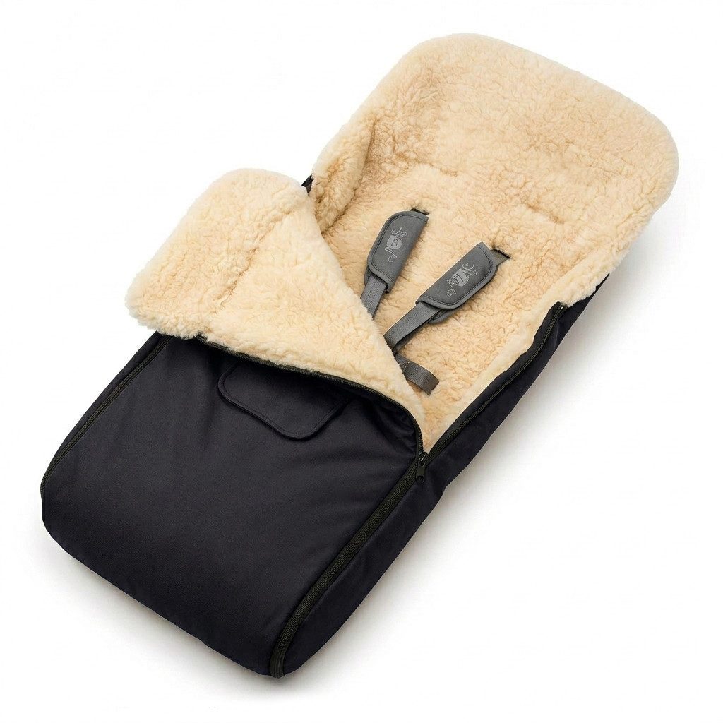 Baby-Joy Fußsack KAI XL 105cm Lammwolle Winterfußsack Thermo Babyfußsack 6 Mon - 3 Jahr, Wetterfest, Thermo-warm und Ultraweich – Bild 3 von 5
