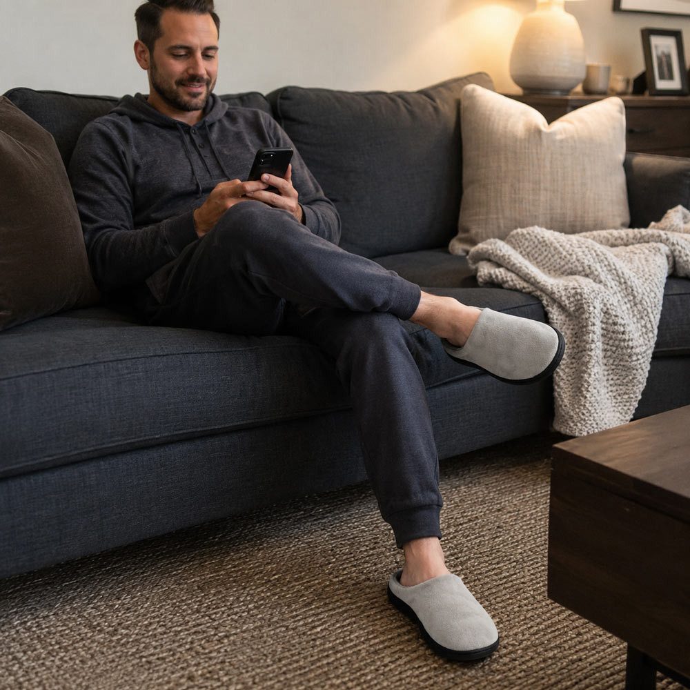 Fluffys Cosmo Herren klassische Pantoffeln Latschen Schlappen Slipper Pantolet Hausschuh besonders leicht – Bild 3 von 5