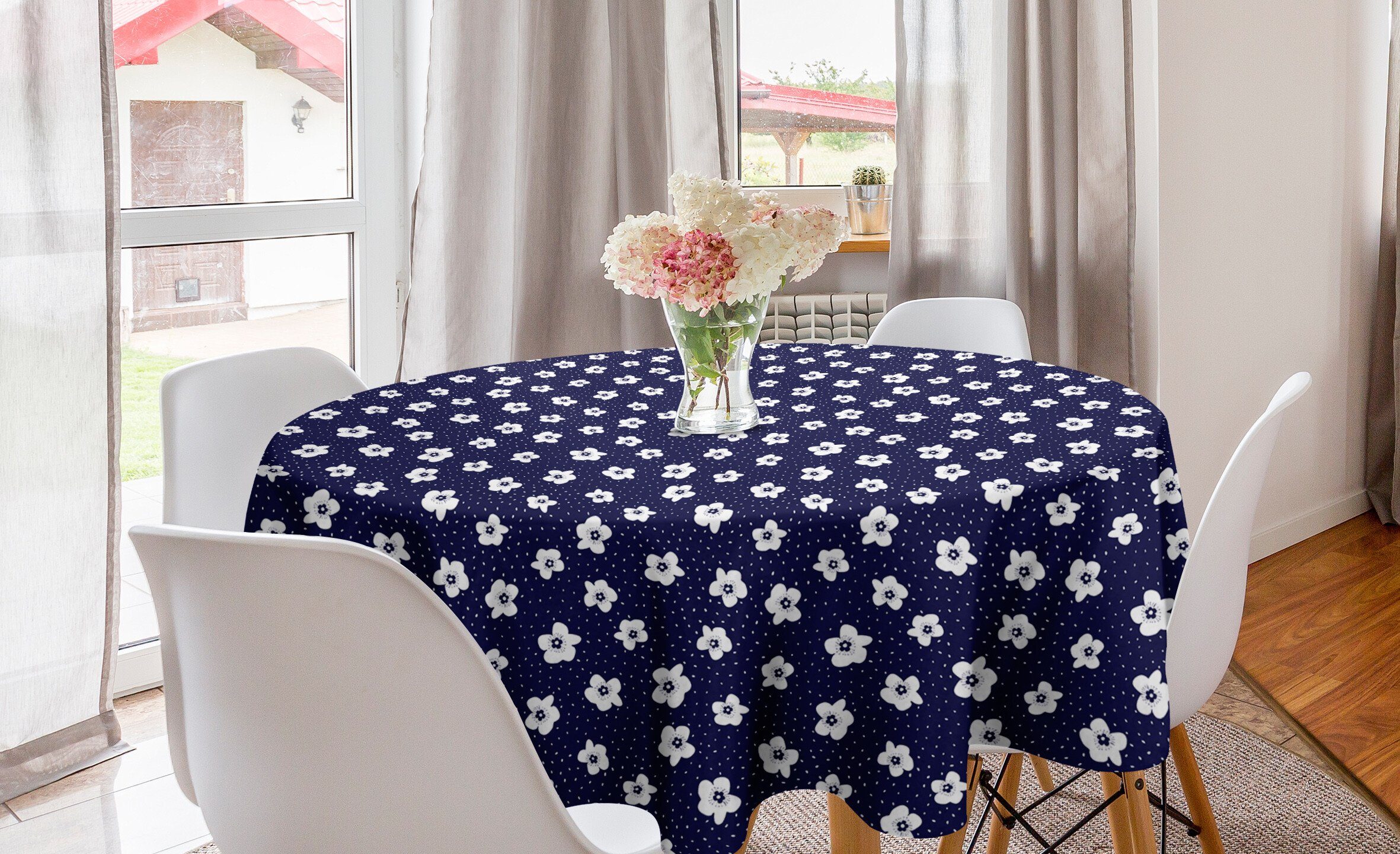 Tischdecke Küche für Dekoration, Blumen Blühender Kreis Abakuhaus Esszimmer Abdeckung Tischdecke Weinlese-Layout