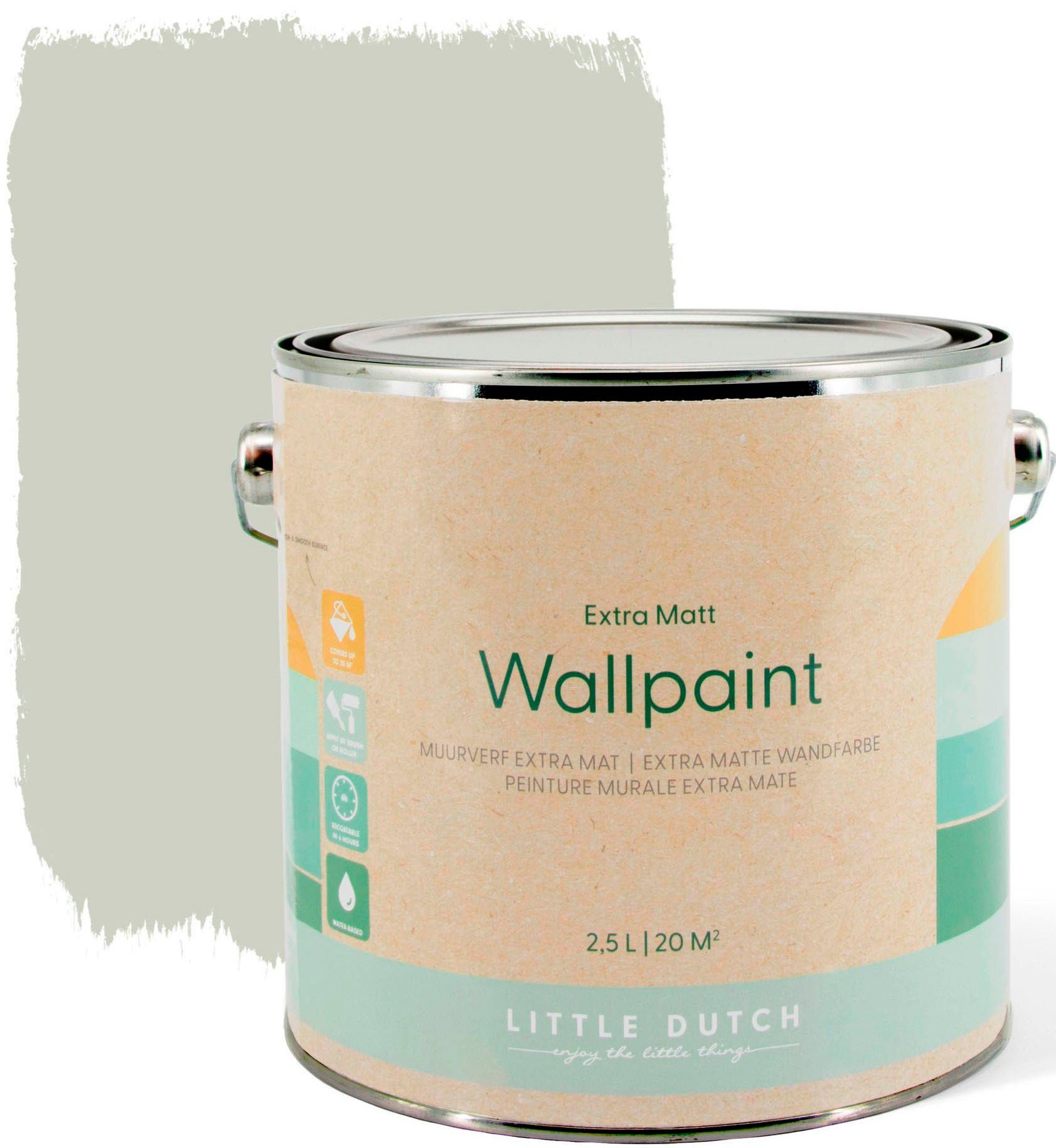 LITTLE DUTCH Olive hochdeckend Kinderzimmer für Wandfarbe und Wallpaint, Faded Grün waschbeständig, matt, geeignet extra