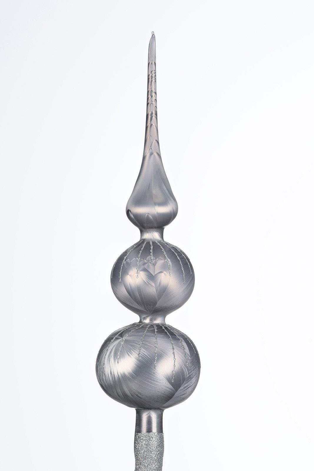 Navidacio Christbaumschmuck Weihnachtsbaumspitze Groß 35cm in "Ice Grau Silber" Regen