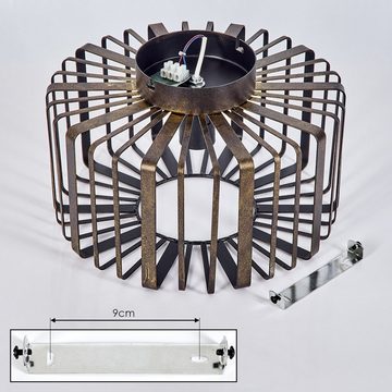 hofstein Deckenleuchte »Aidone« runde Deckenlampe aus Metall in Bronzefarben/Altgoldfarben, ohne Leuchtmittel, E27, Leuchte mit Lichteffekt durch Gitter-Optik