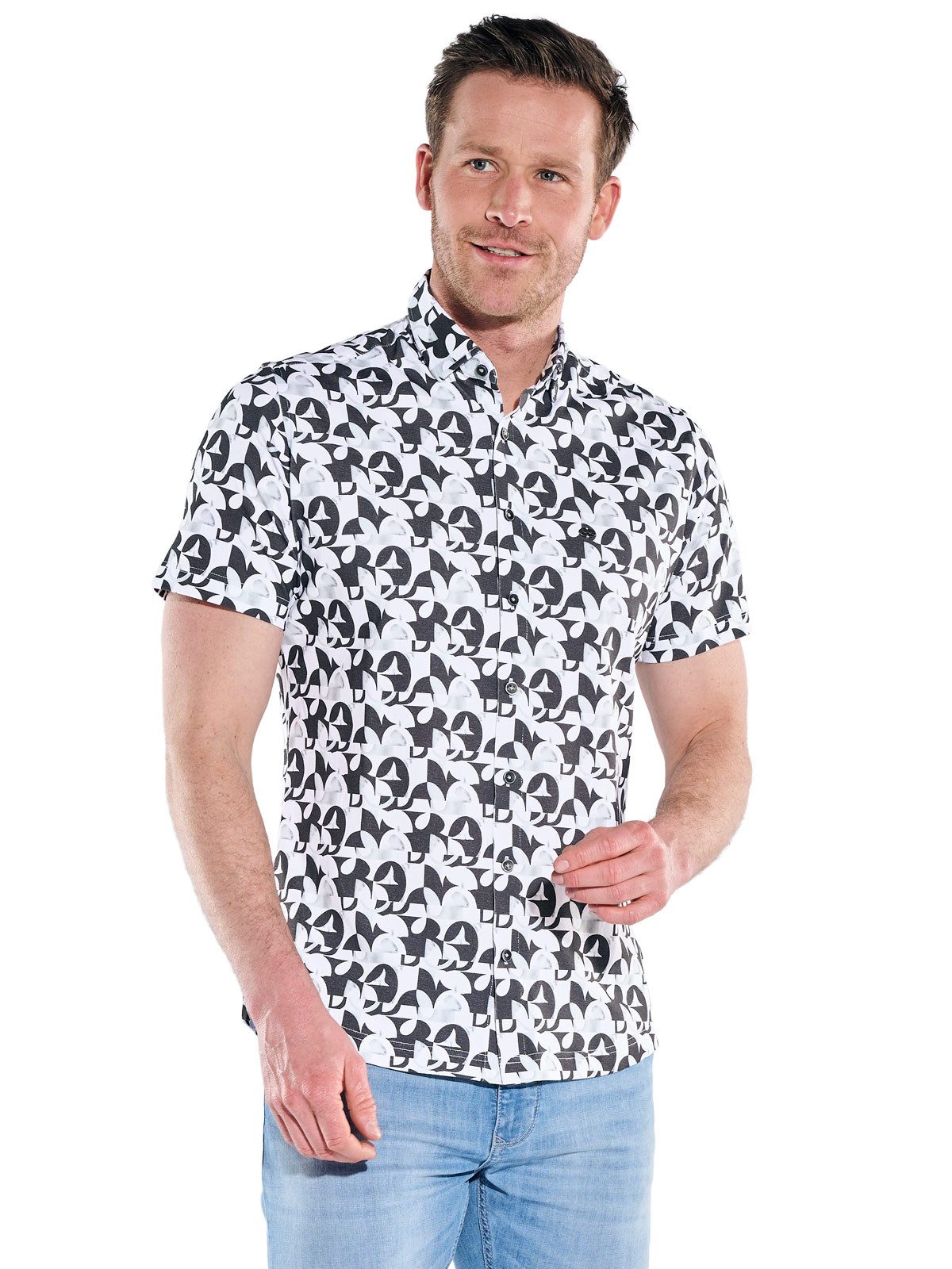 Engbers Kurzarmhemd Herren Jerseyhemd, Anthrazit