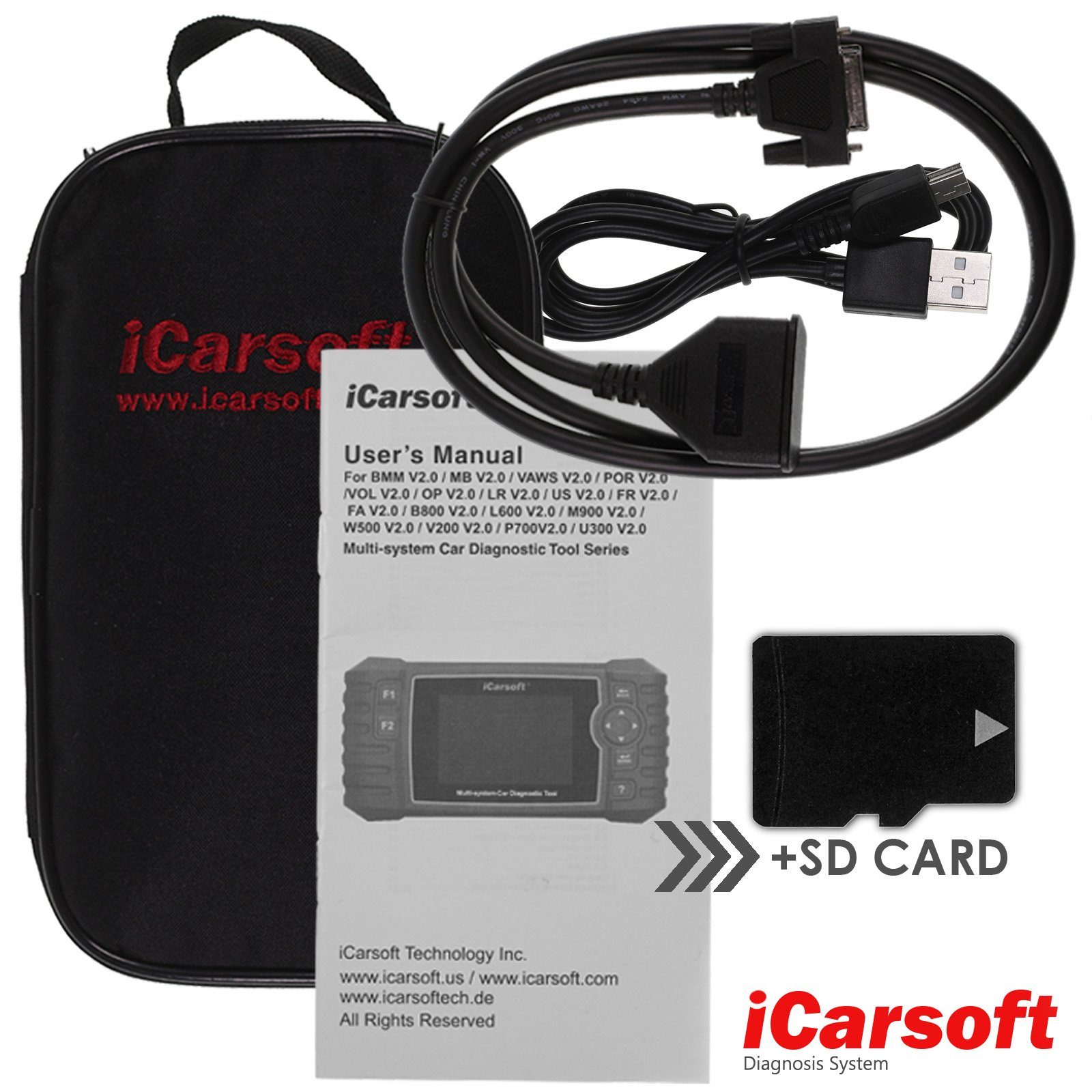 iCarsoft OBD2-Diagnosegerät VAWS V3.0 für VW Audi Seat Skoda OBD Scanner inkl. Updates