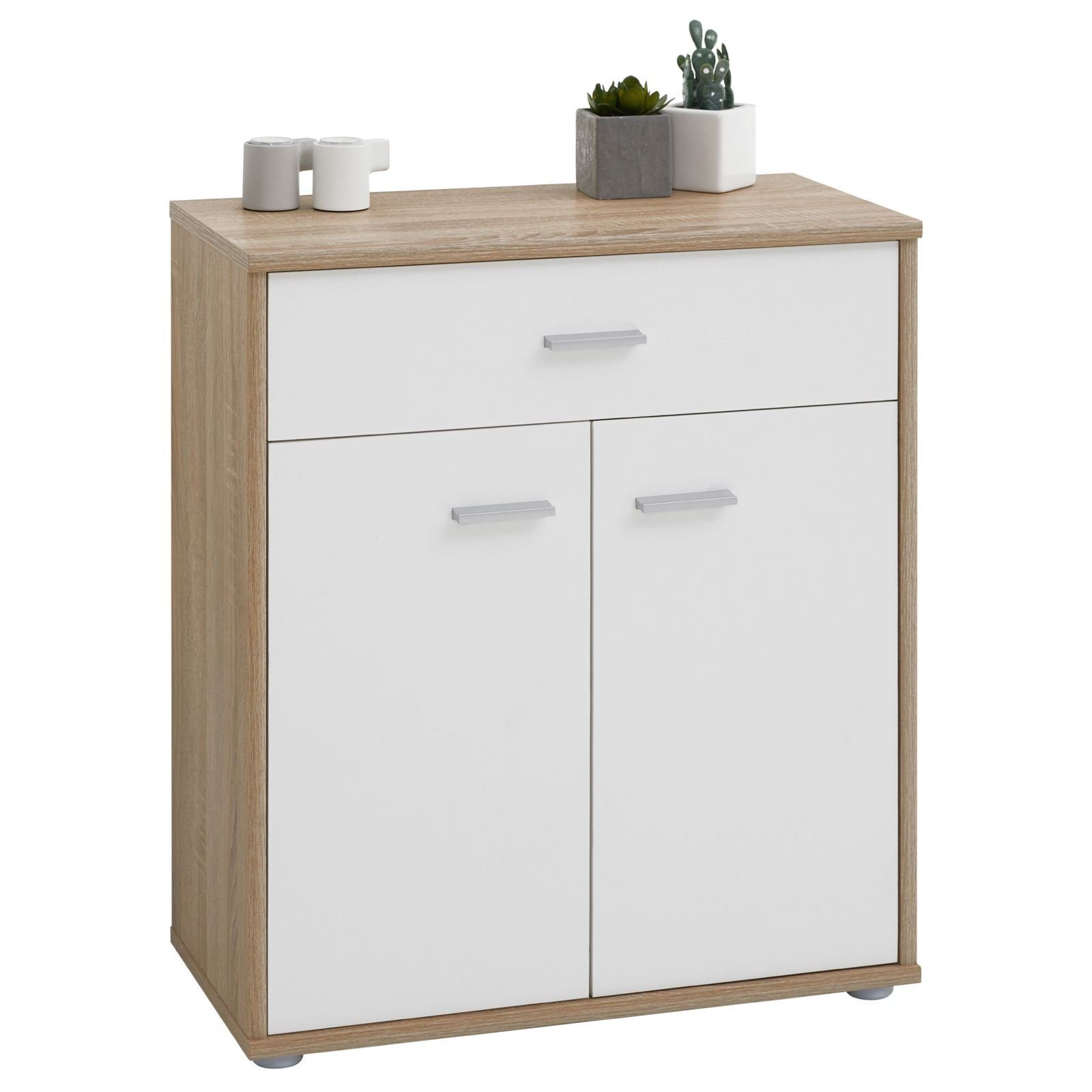 CARO-Möbel Highboard TOMMY, Kommode Sideboard Schrank Anrichte Sonoma Eiche / weiß mit Schublade D