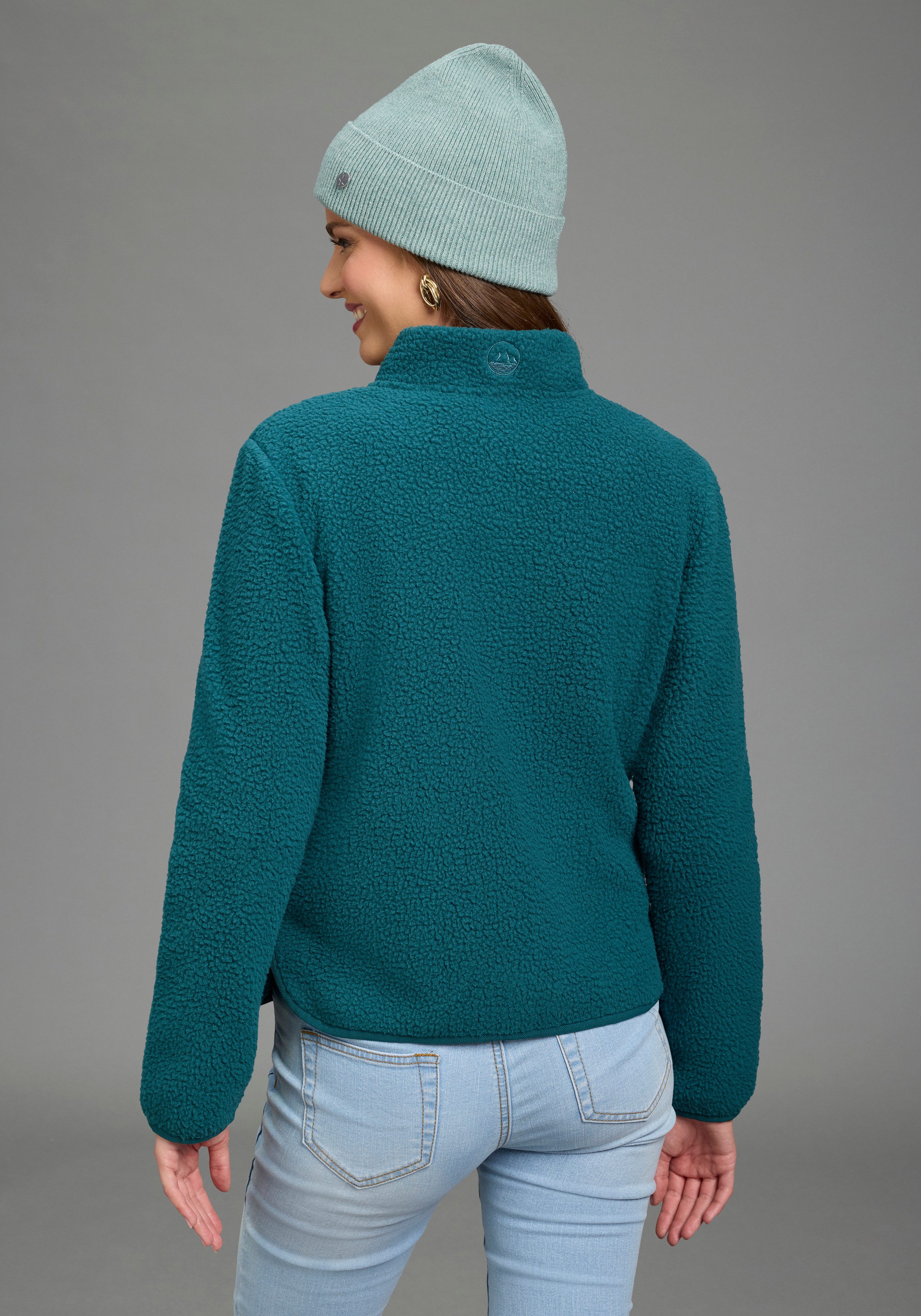 Polarino Fleecejacke sportlicher Stil, mit 6-Knopf-Form, aus Polyester, bequeme Passform