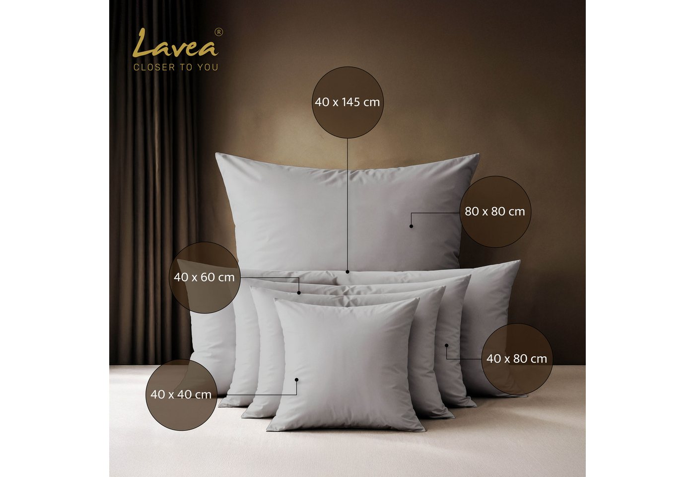 Lavea Kissenbezug 2er Set 100% Baumwolle flauschig, Jasmin, Kissenhülle, Kissenbezüge, (2 Stück), pflegeleicht, langlebige Qualität, mit Reißverschluss