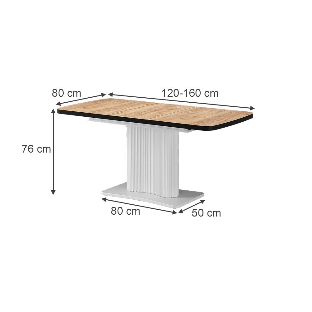 Vicco Esstisch Fenaro, Schwarz/Weiß/Weiß, 120 x 80 cm ausziehbar (1-St)