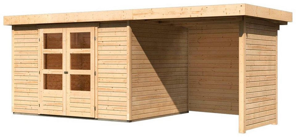 Karibu Gartenhaus Askola 5, BxT: 554x262 cm, mit Anbaudach, Seiten- und  Rückwand