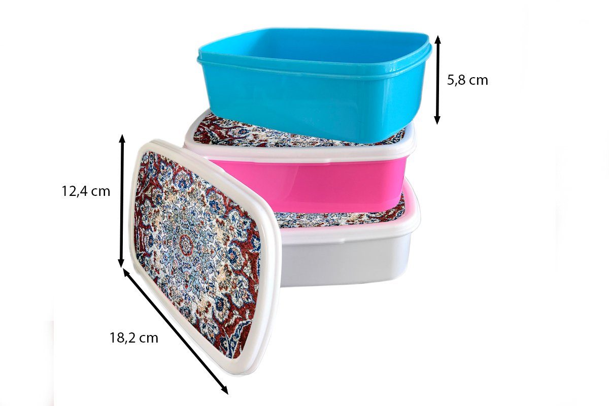 Kunststoff, für rosa Brotdose Snackbox, Teppiche MuchoWow Lunchbox Kunststoff Mädchen, - Teppiche (2-tlg), Brotbox Erwachsene, Mandala, Persische - Kinder,