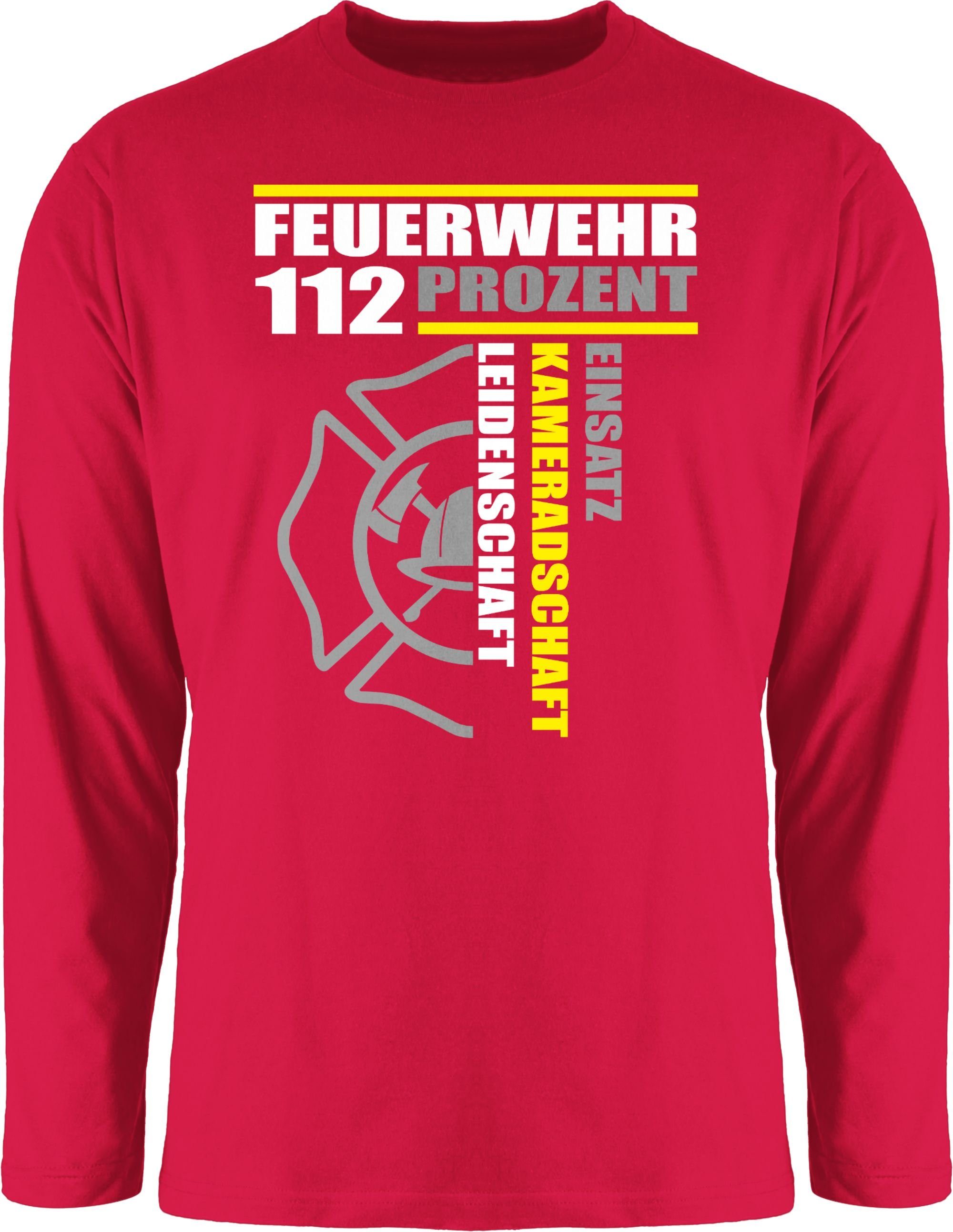 Shirtracer Rundhalsshirt Feuerwehr 112 Prozent - Einsatz Kameradschaft Leidenschaft - Freiwilli Feuerwehr 2 Rot