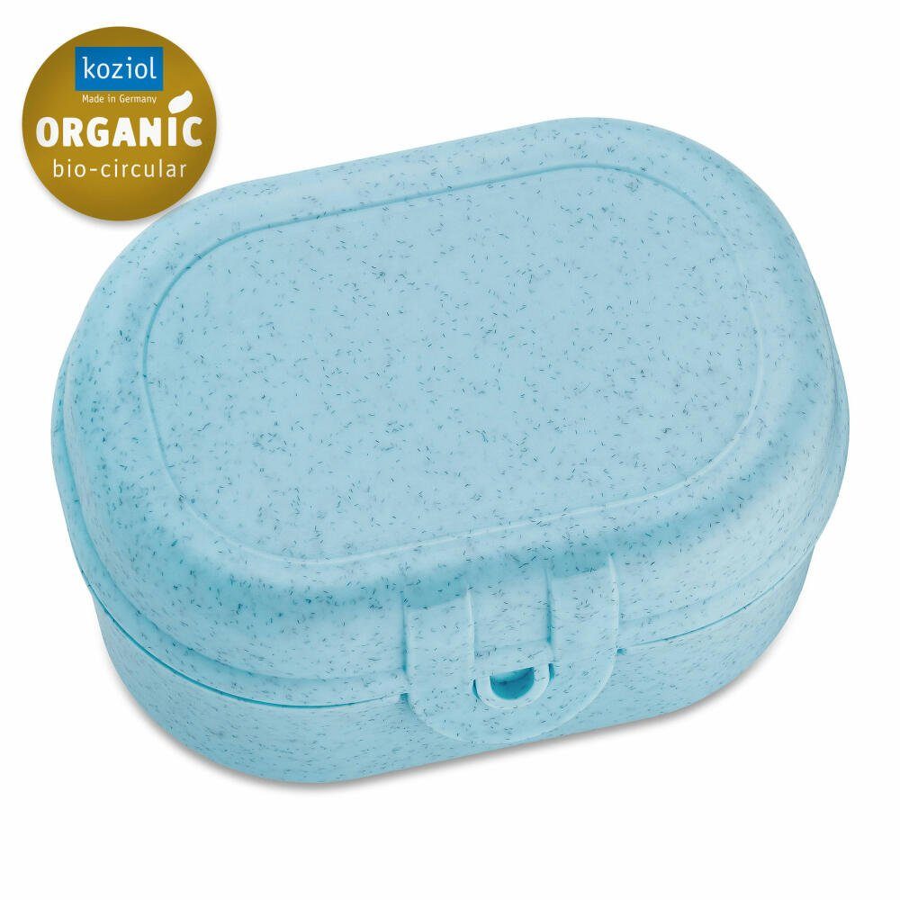 KOZIOL Lunchbox Pascal Mini Organic Frosty Blue, Biozirkulärer Kunststoff, mit Clipverschluss