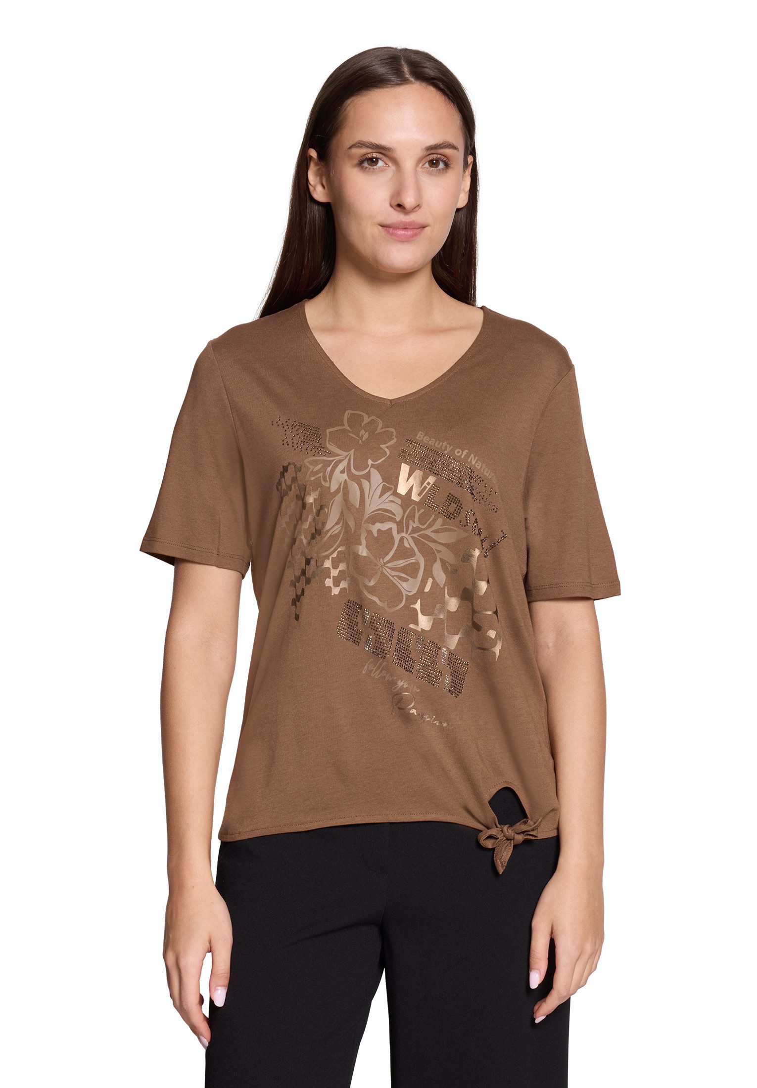 Kurzarmshirt Damen mit Schleifenknoten