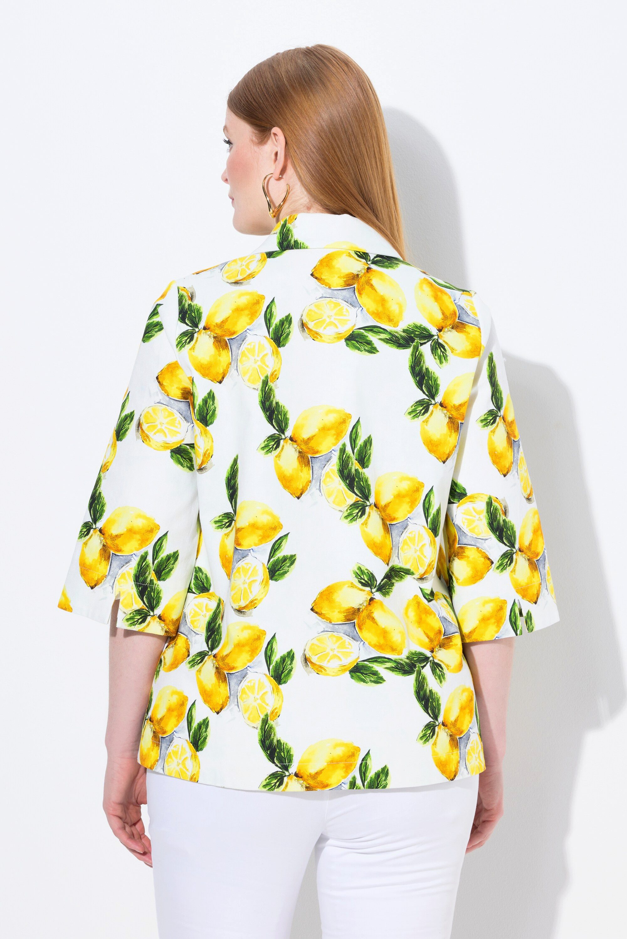 Ulla Popken Sommerjacke Jacke Zitronen A-Linie Hemdkragen 3/4-Arm