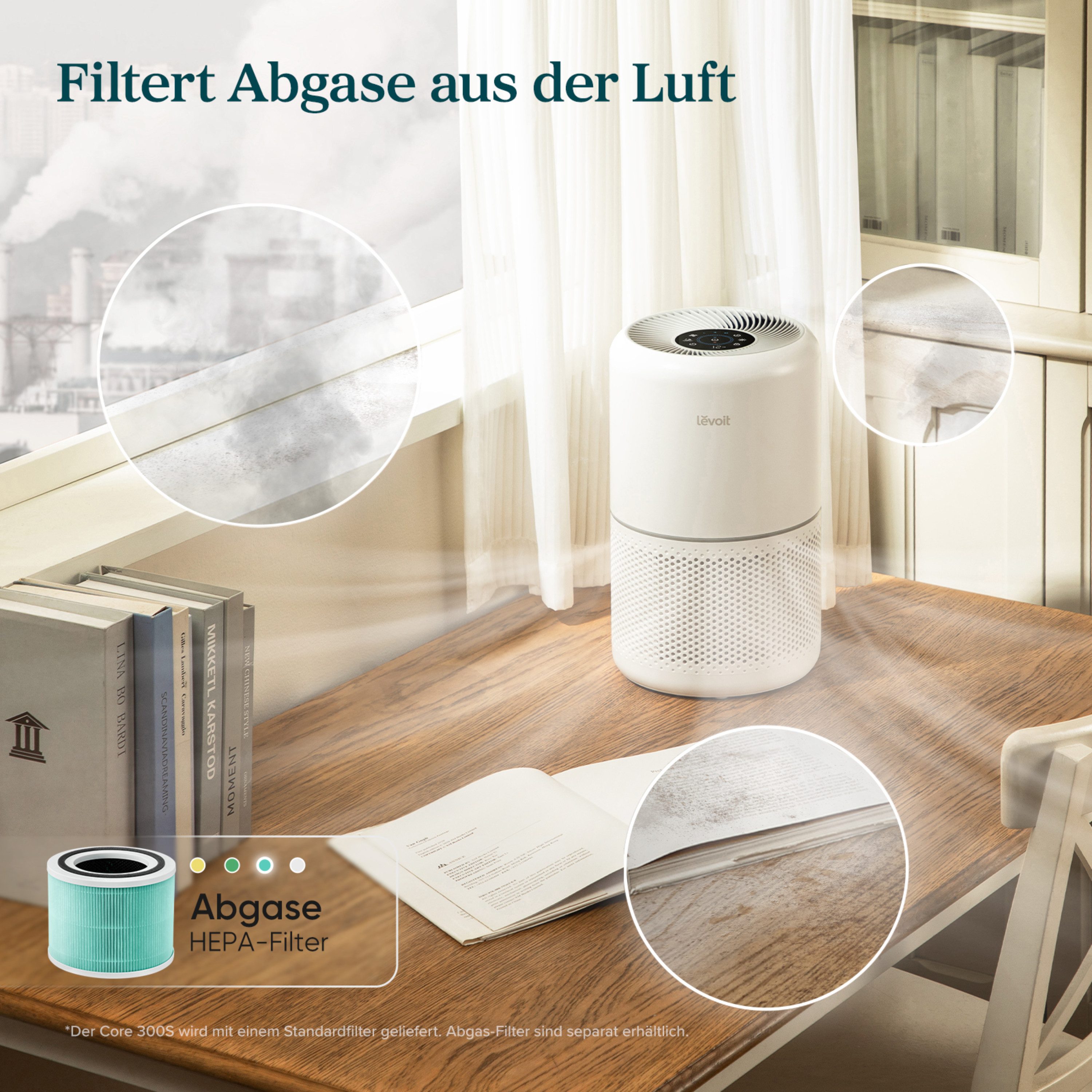 Levoit HEPA-Filter, 3-Stufen-Filter zur Toxinabsorption, für Raucher und Allergiker