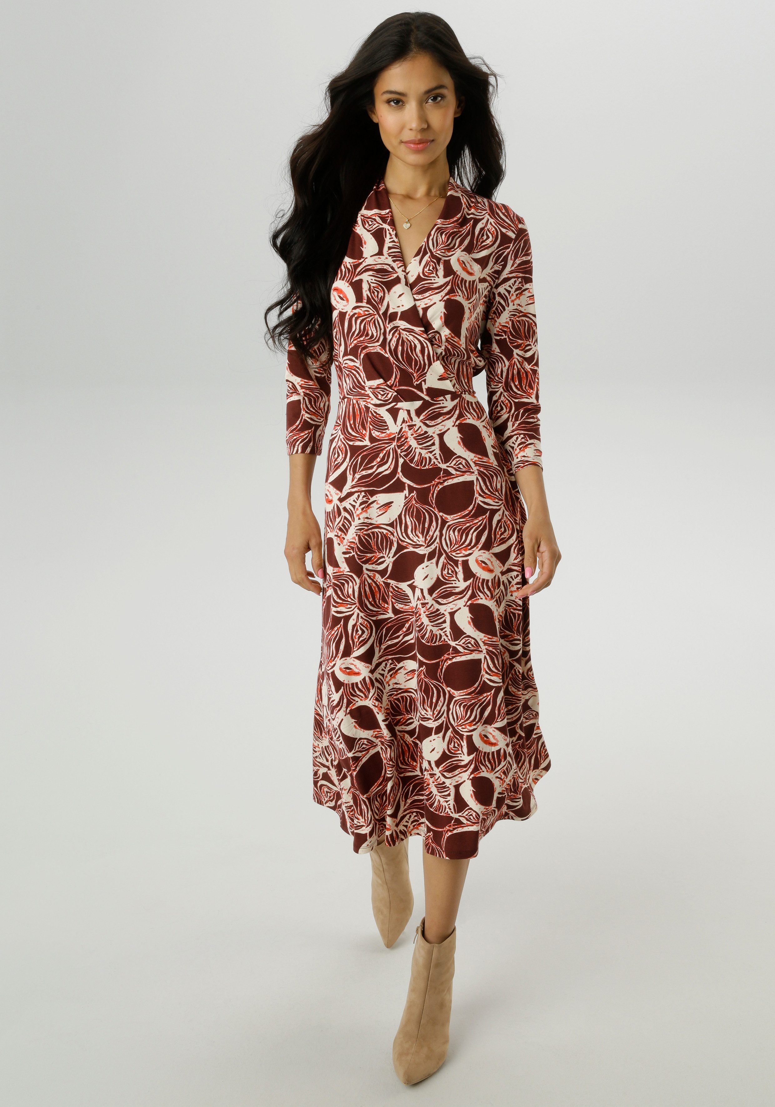 Aniston SELECTED Jerseykleid mit V-Ausschnitt in Wickeloptik und Bindedetai günstig online kaufen