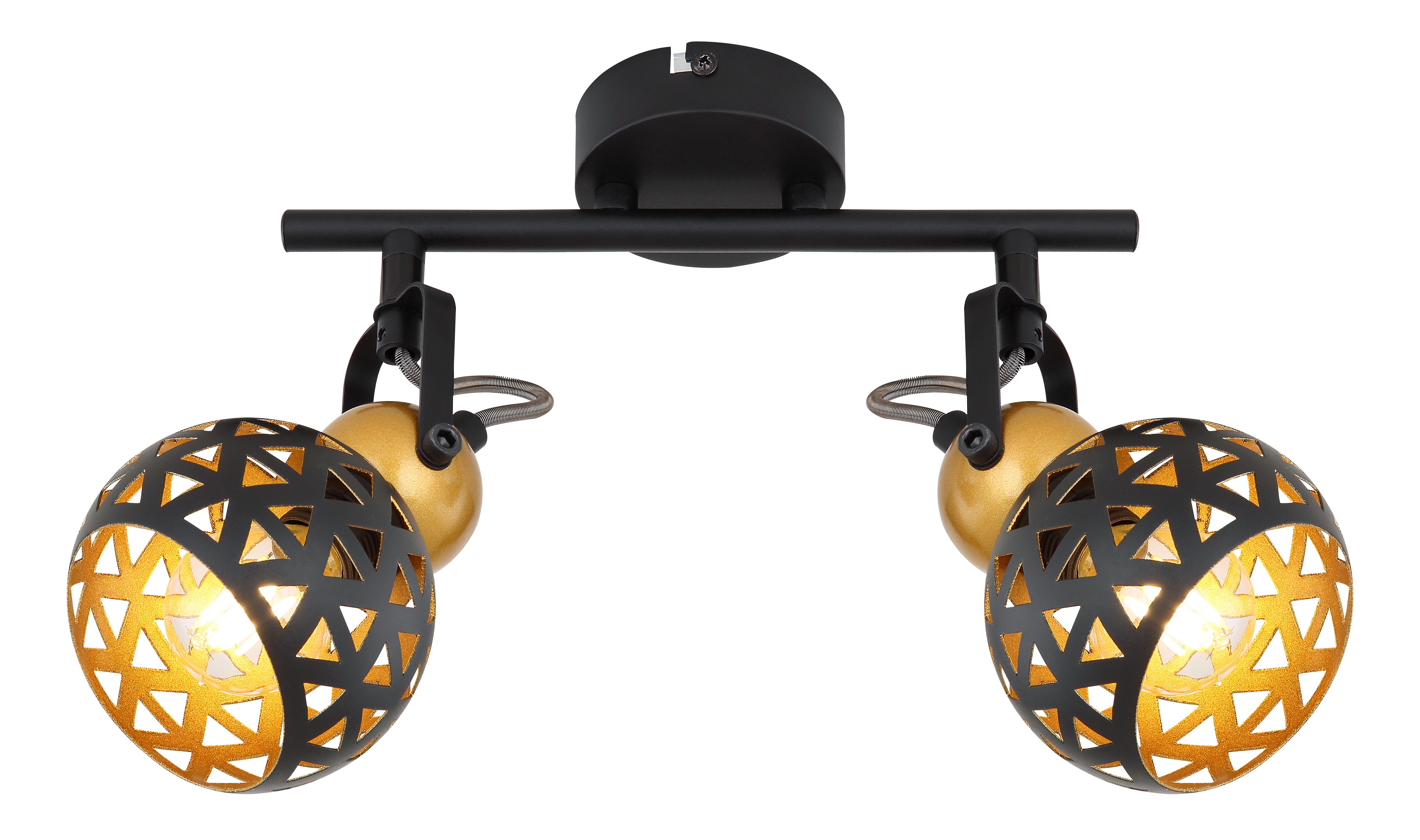 GLOBO LIGHTING Deckenspot SARRA, Leuchtmittel wechselbar, Schwarzer Strahler mit Golddekor und Lebensblume-Muster