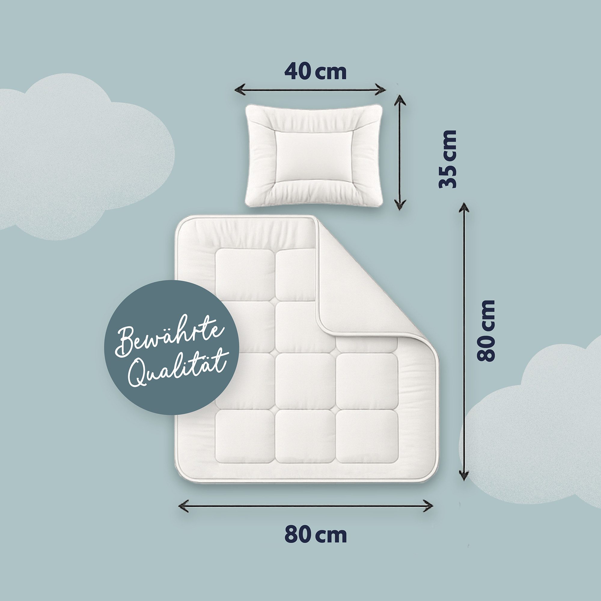 Julius Zöllner Kindersteppbett + Kopfkissen Basic, Füllung: 100% Polyester, für das ganze Jahr