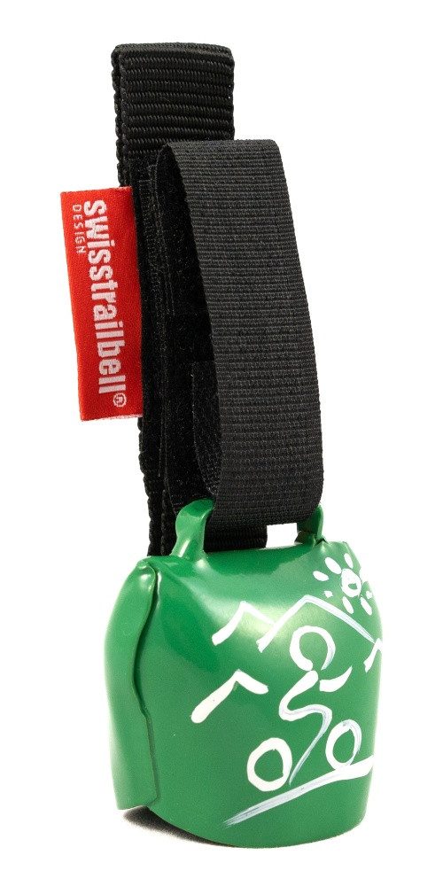 swisstrailbell Fahrradklingel fresh Colour: Grün mit weißem Mountainbiker, schwarzes Band, Trailbell