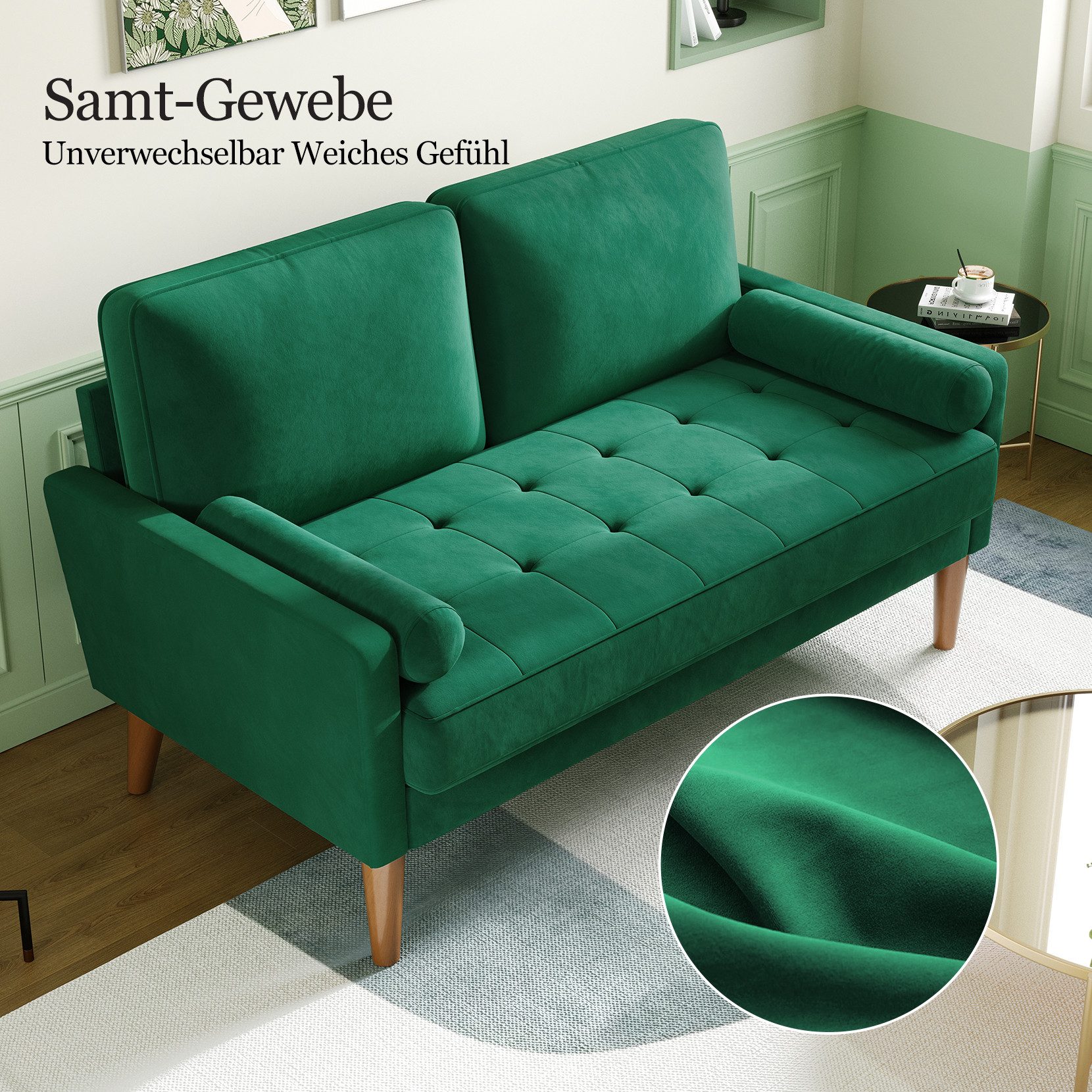 OUNUO 2-Sitzer Couch 2 Sitzer, Samt günstig online kaufen