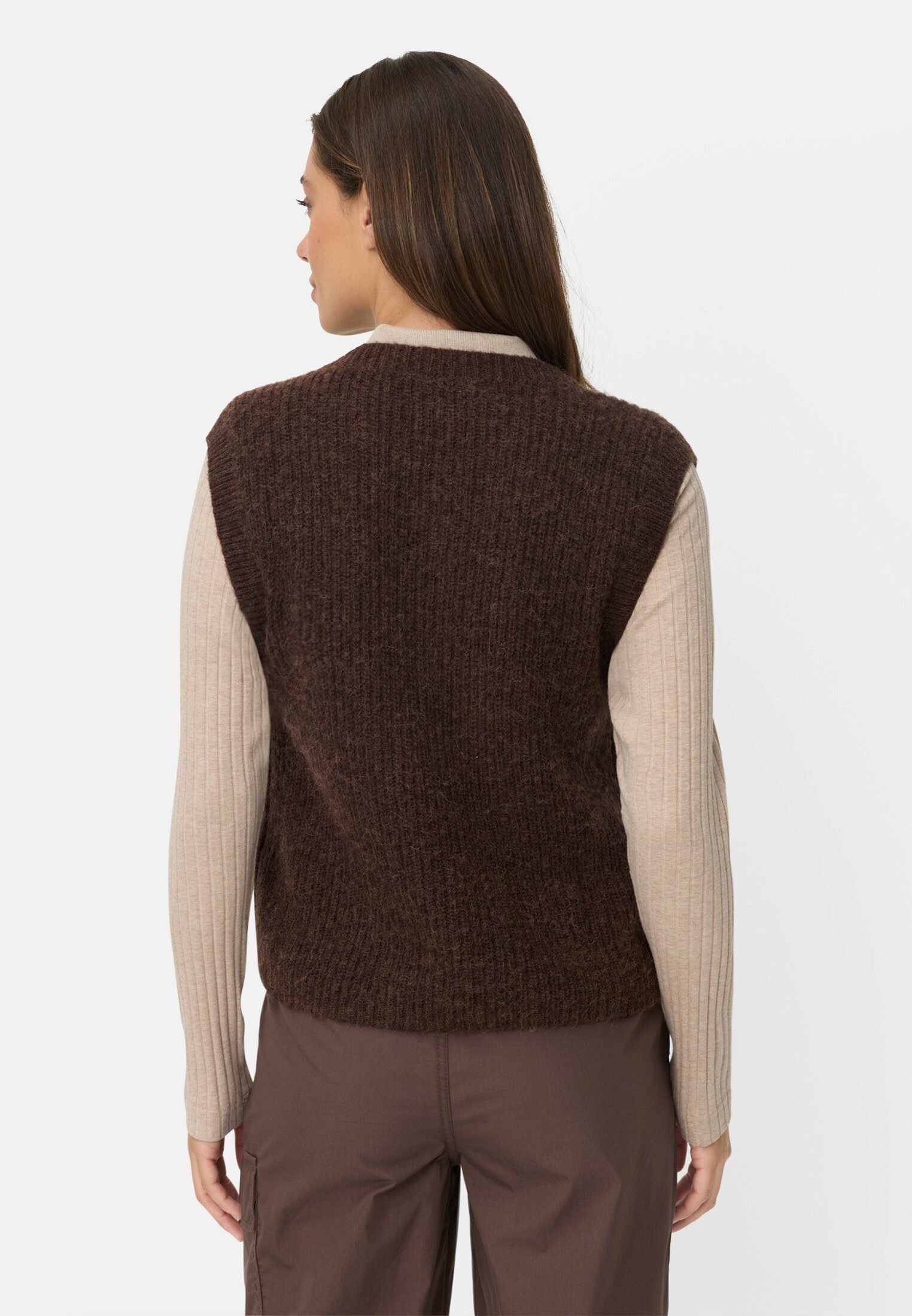 camel active Strickweste mit Knopfleiste ärmellos