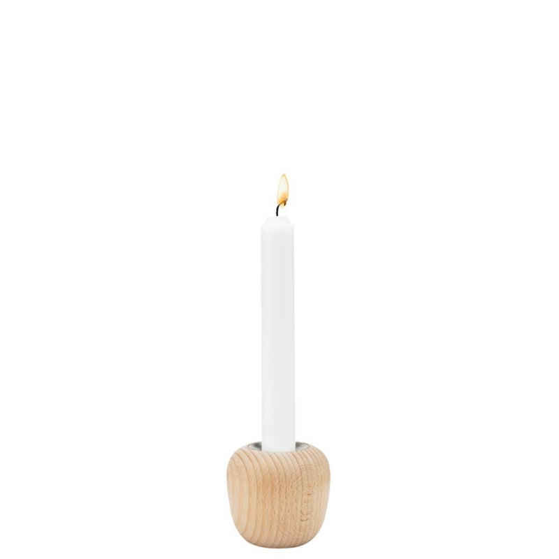 Stelton Kerzenständer Ora, 6,5 cm, Buchenholz, Kerzenhalter für Tafelkerze