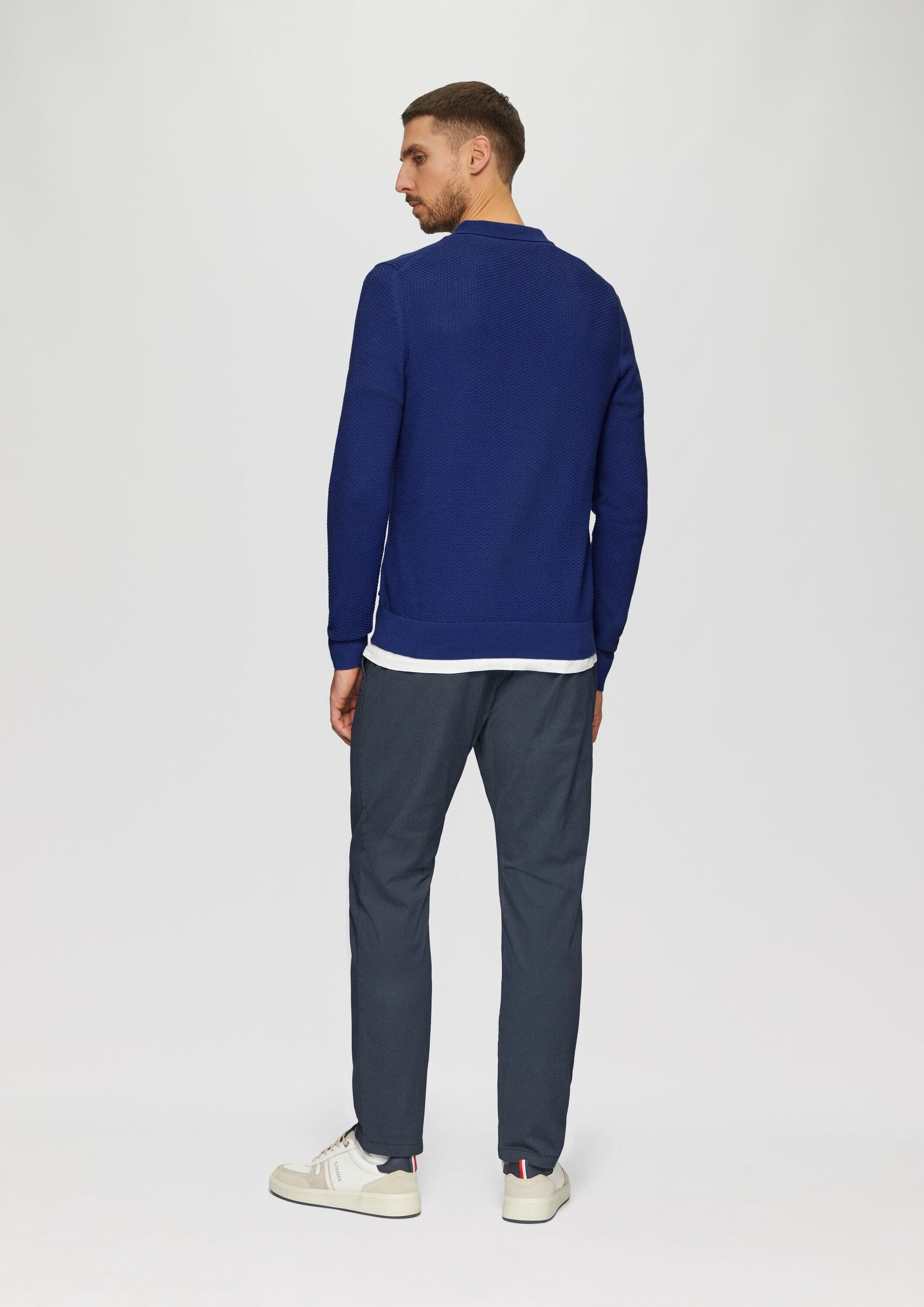 s.Oliver Longpullover Strickpullover Strukturierter Strickpullover mit Polokragen