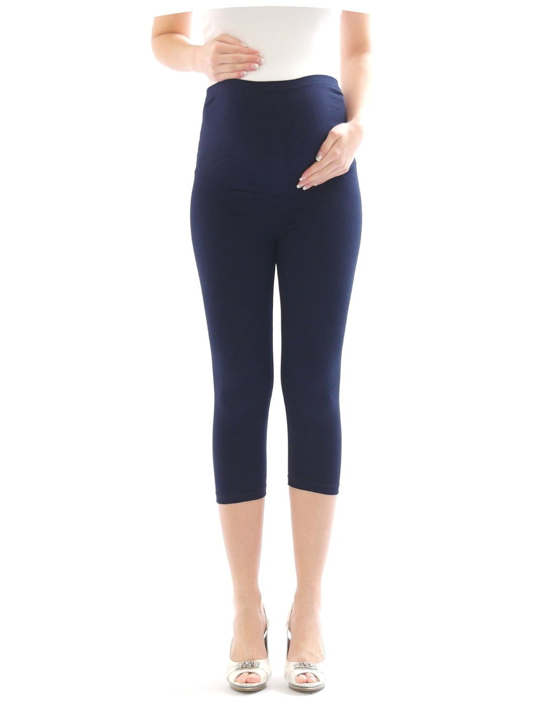 SYS Umstandshose Umstand Hose Capri 3/4 Leggings Umstandsleggings Baumwolle