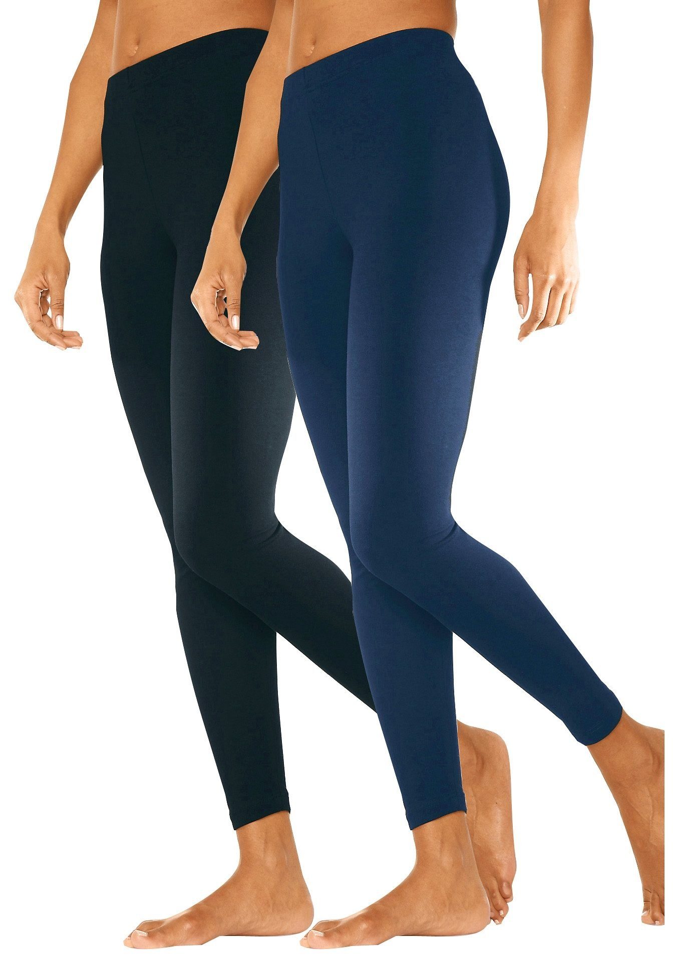 (2er-Pack) Loungewear active navy, mit Leggings Gummibund, vivance schwarz