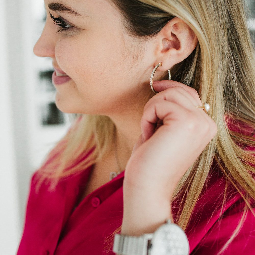 Julie Julsen Paar Creolen 925/- Sterling Silber vergoldet Zirkonia 30 mm