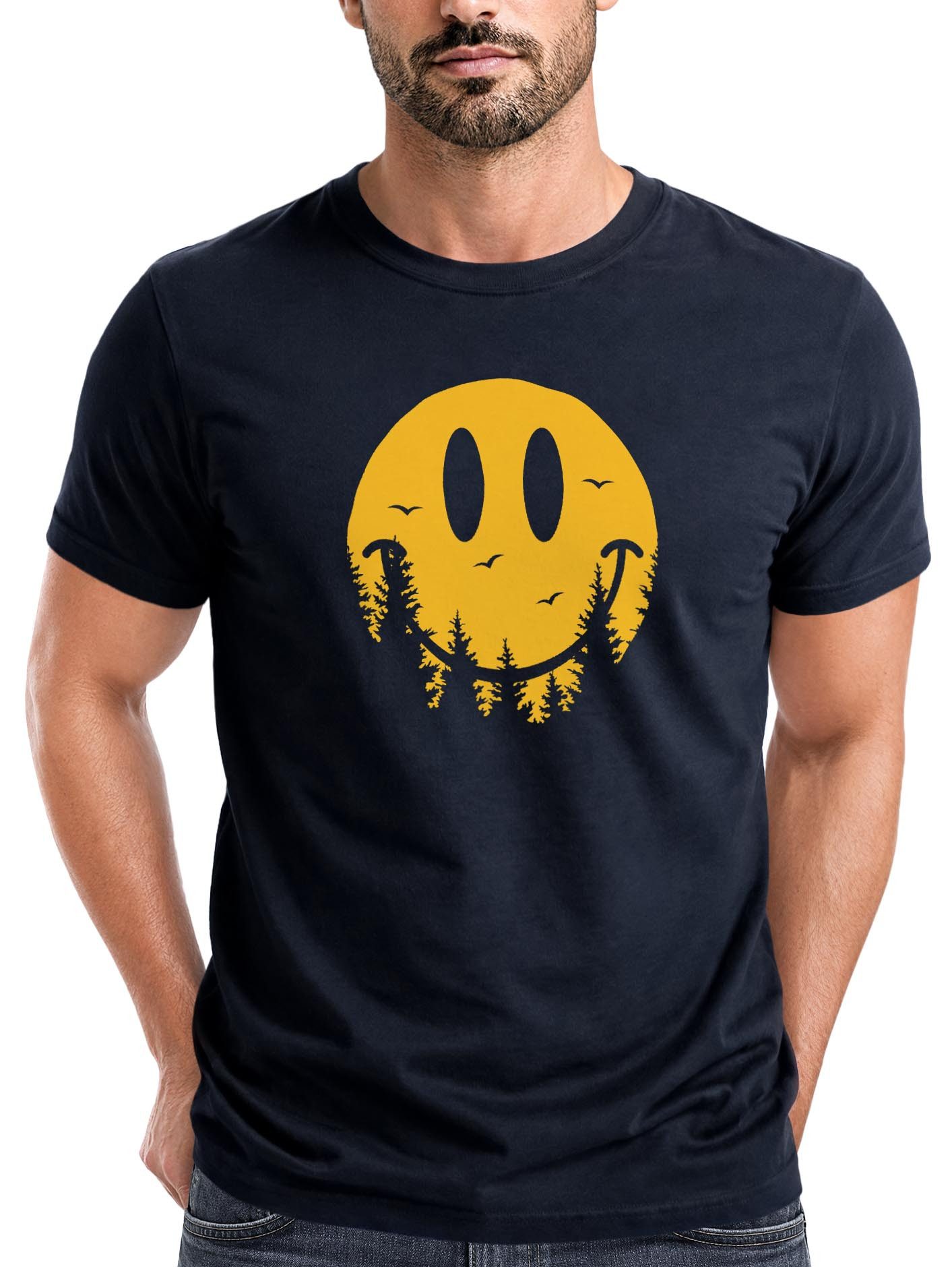 Neverless Print-Shirt Neverless® Herren T-Shirt Sommer Sonne Outdoor Motiv Lustig Smiling mit Print
