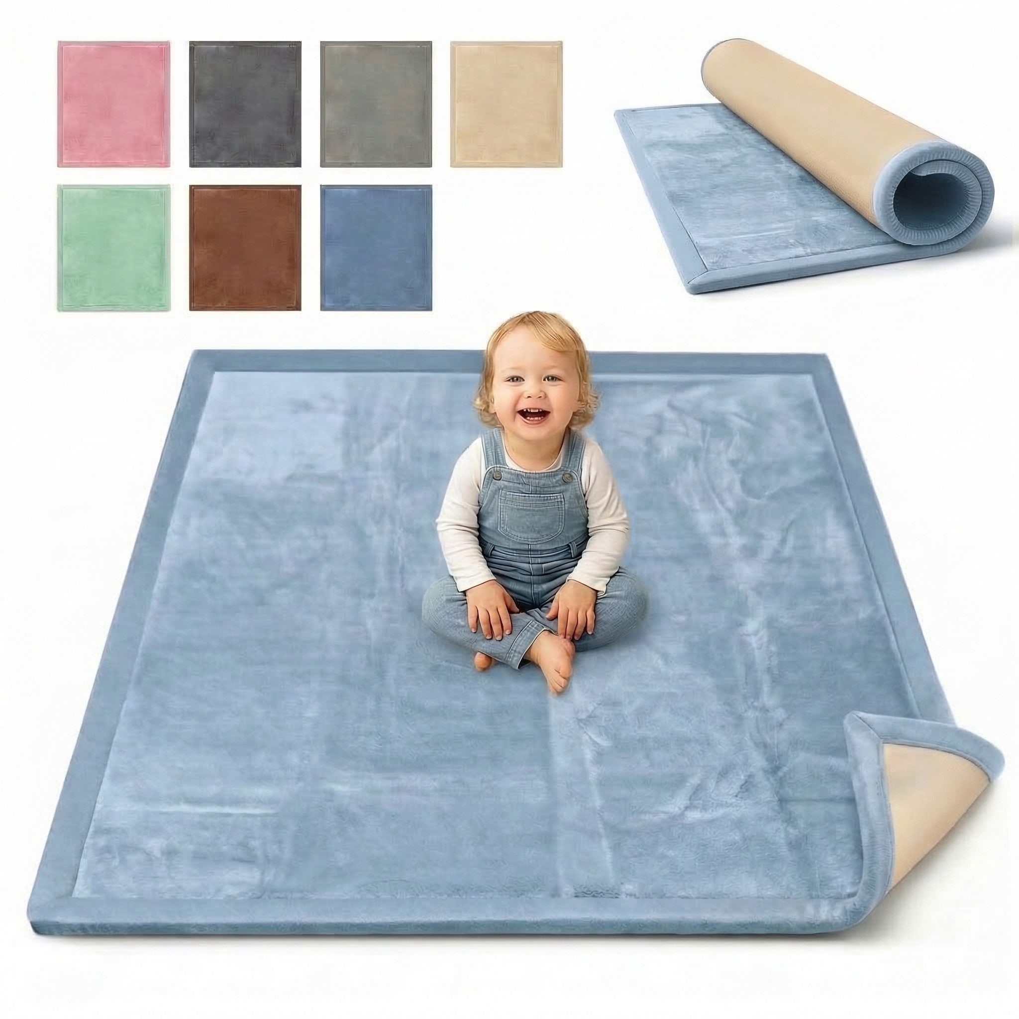 BabyBeFun Spielmatte [Extra Weich] 3cm dicke Krabbelmatte Baby, hochwertiger Memory-Schaum, Rutschfest, Deutsche Marke