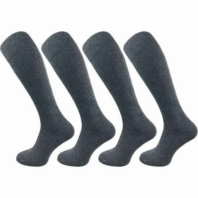 GAWILO Kniestrümpfe für Herren aus Baumwolle - extra weich & ohne drückende Naht (4 Paar) Lange Socken mit speziellem Komfortbund, der nicht einschneidet
