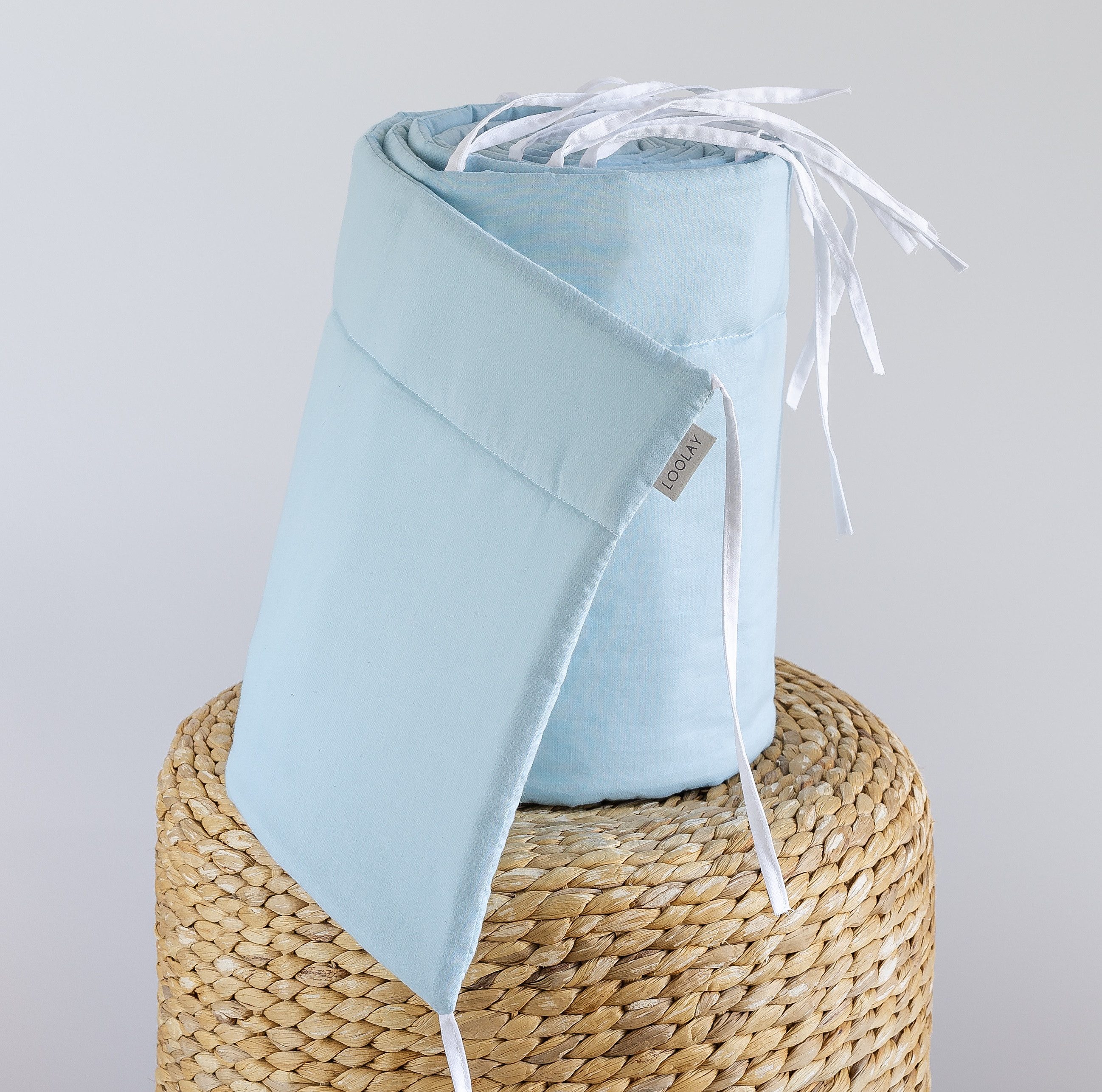 Bettnestchen HELLBLAU Blau Baumwolle Atmungsaktives Babybett Nestchen BETTUMRANDUNG