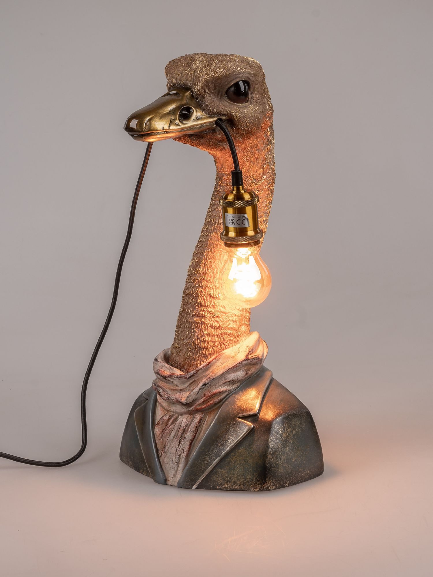 formano Nachttischlampe Tierlampen, Farbe: Gold, Motiv: Strauß