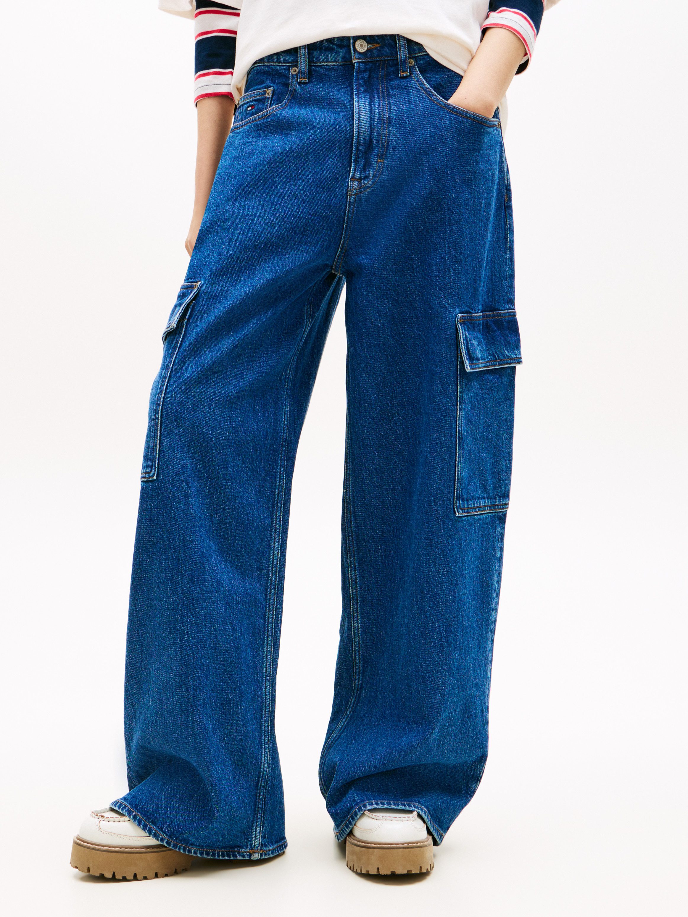 Tommy Jeans Loose-fit-Jeans CHARLIE MR LOOSE WD CARGO BJ4133 mit Cargotaschen, Mid Waist