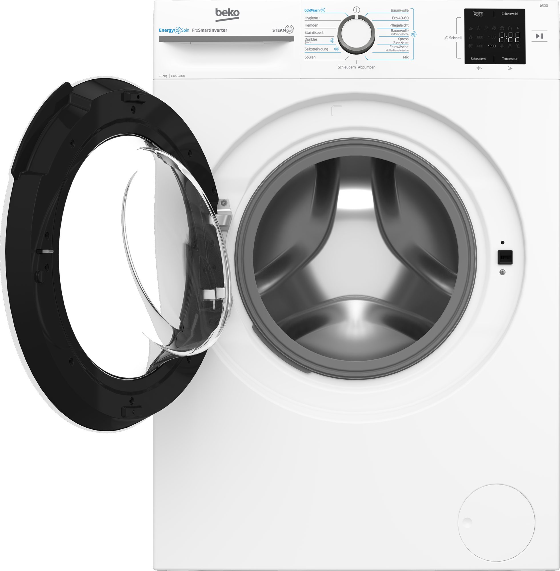 BEKO Waschmaschine BM3WFU3741W, 7 kg, 1400 U/min, EnergySpin‑Technologie – spart Energie außerhalb des Eco‑Programms