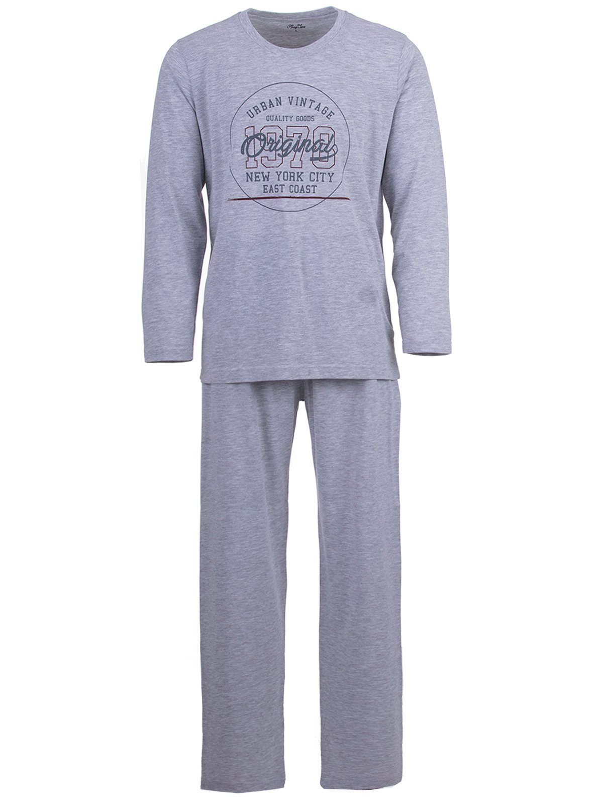 Henry Terre Schlafanzug Pyjama Set Langarm- Vintage grau