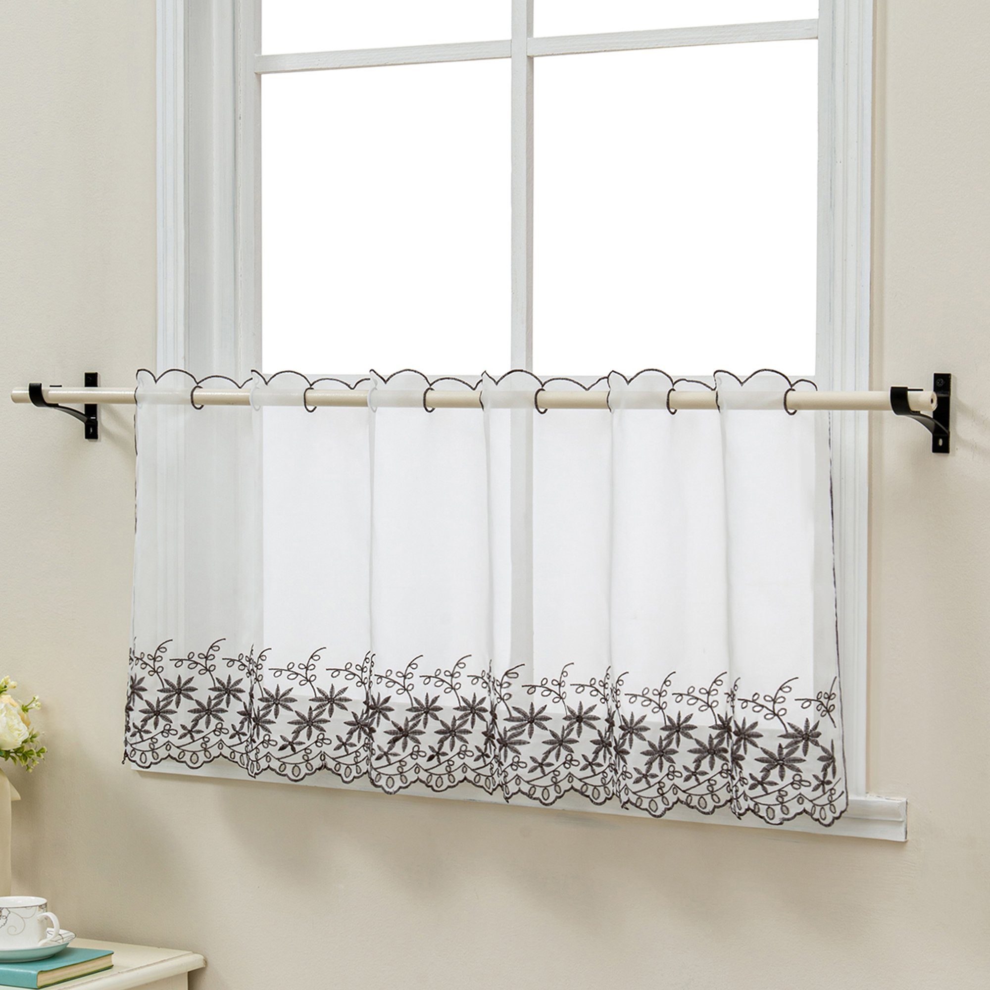 Delien Scheibengardine Jasmin, Durchzuglöcher, transparent, Kurzstore Stick günstig online kaufen