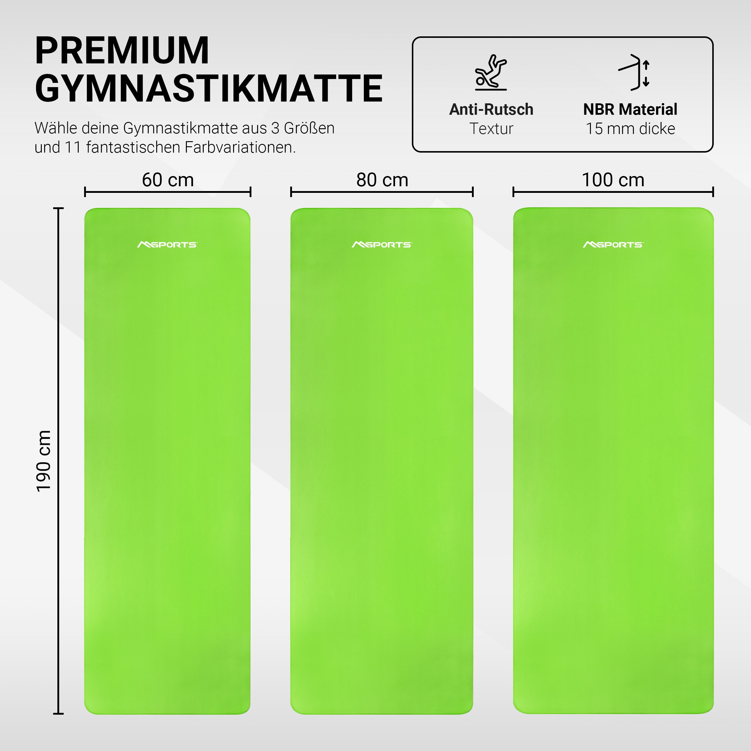 MSports® Gymnastikmatte Yogamatte inkl. Tragegurt + Poster + Workout App