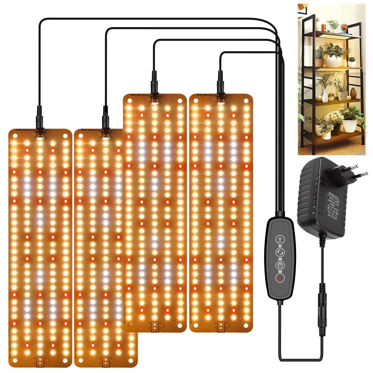 MUPOO Pflanzenlampe Vollspektrum LED-Pflanzenleuchte,Dimmbar Grow Light,Timer,ohne Bohren, Sonnenlicht, LED fest integriert, Einfach Montage für Zimmerpflanzen,Gemüse & Hydrokultur