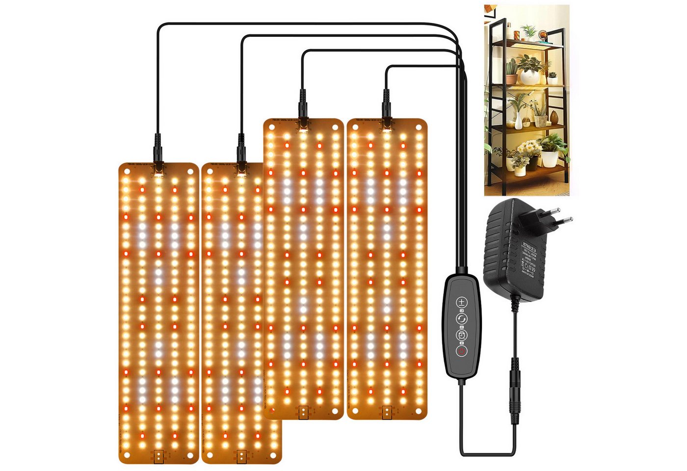 MUPOO Pflanzenlampe Vollspektrum LED-Pflanzenleuchte,Dimmbar Grow Light,Timer,ohne Bohren, Sonnenlicht, LED fest integriert, Einfach Montage für Zimmerpflanzen,Gemüse & Hydrokultur